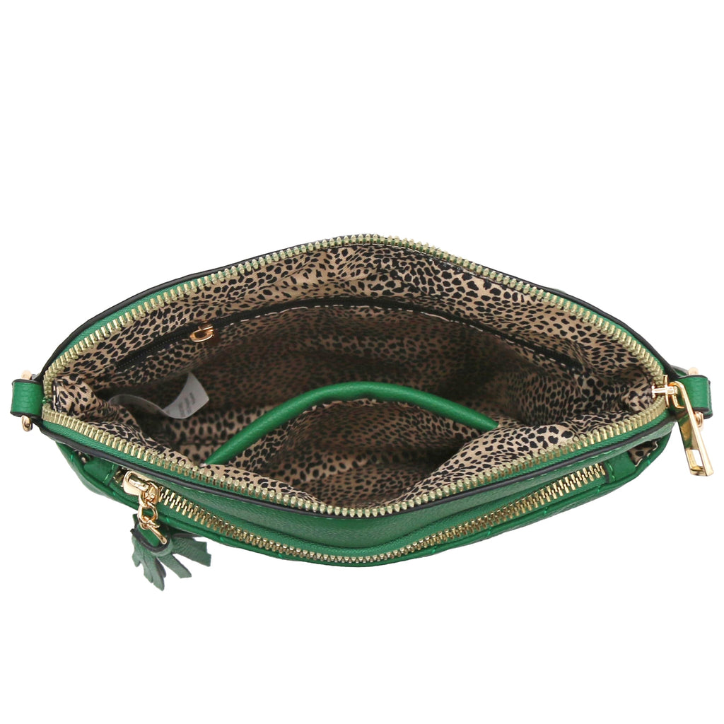 FashionPuzzle Chevron Quilted Medium Crossbody Bag with Tassel Accent