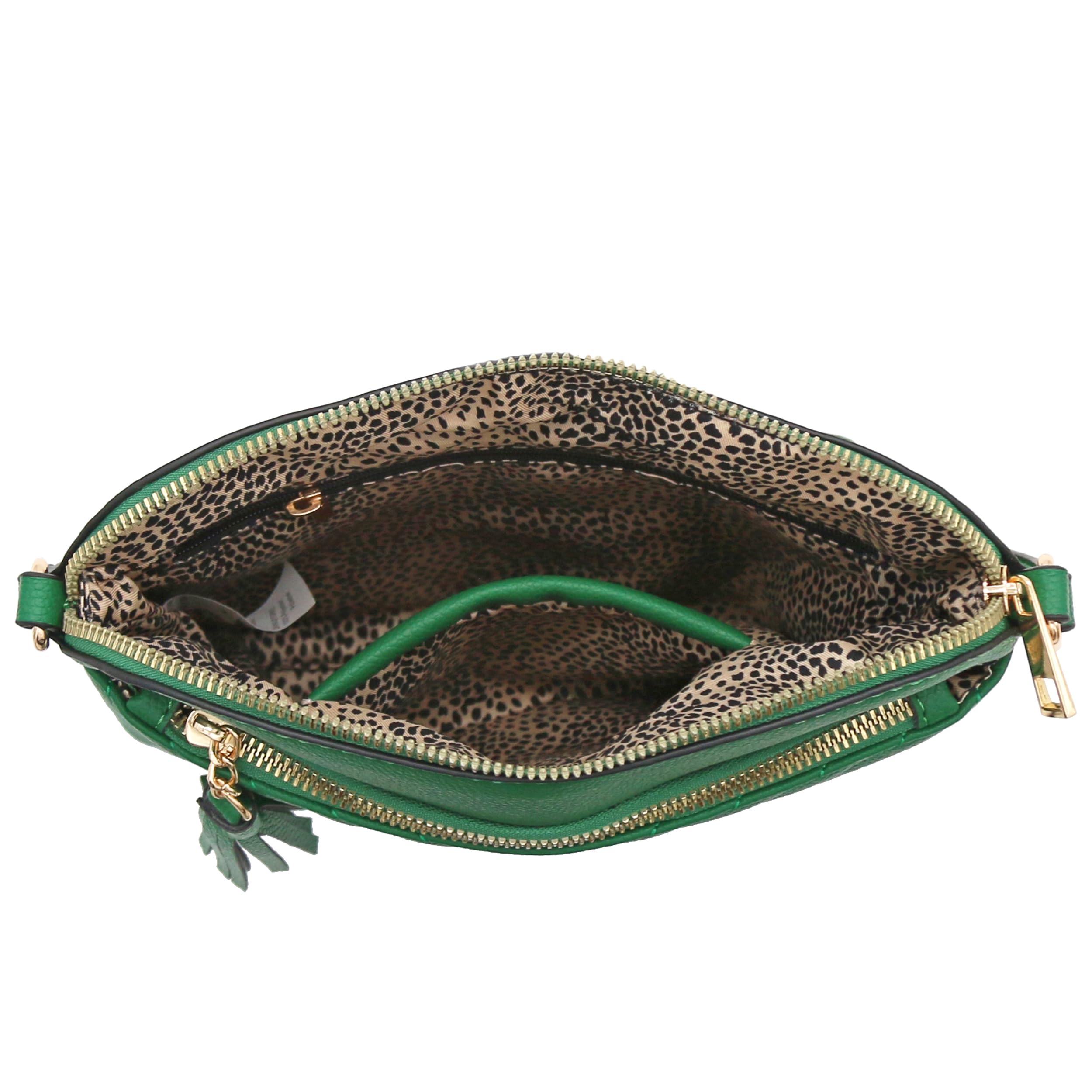 FashionPuzzle Chevron Quilted Medium Crossbody Bag with Tassel Accent