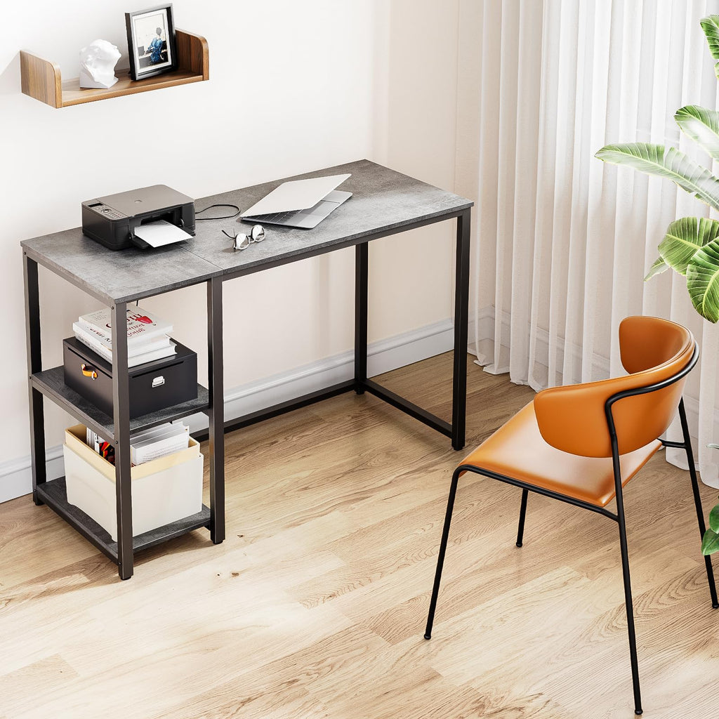 SINPAID 40 Inch Small Gaming Desk with Shelves for Small Spaces, Easy Assembly Study Desk, Sturdy Writing Desk for Bedroom & Home Office, Black