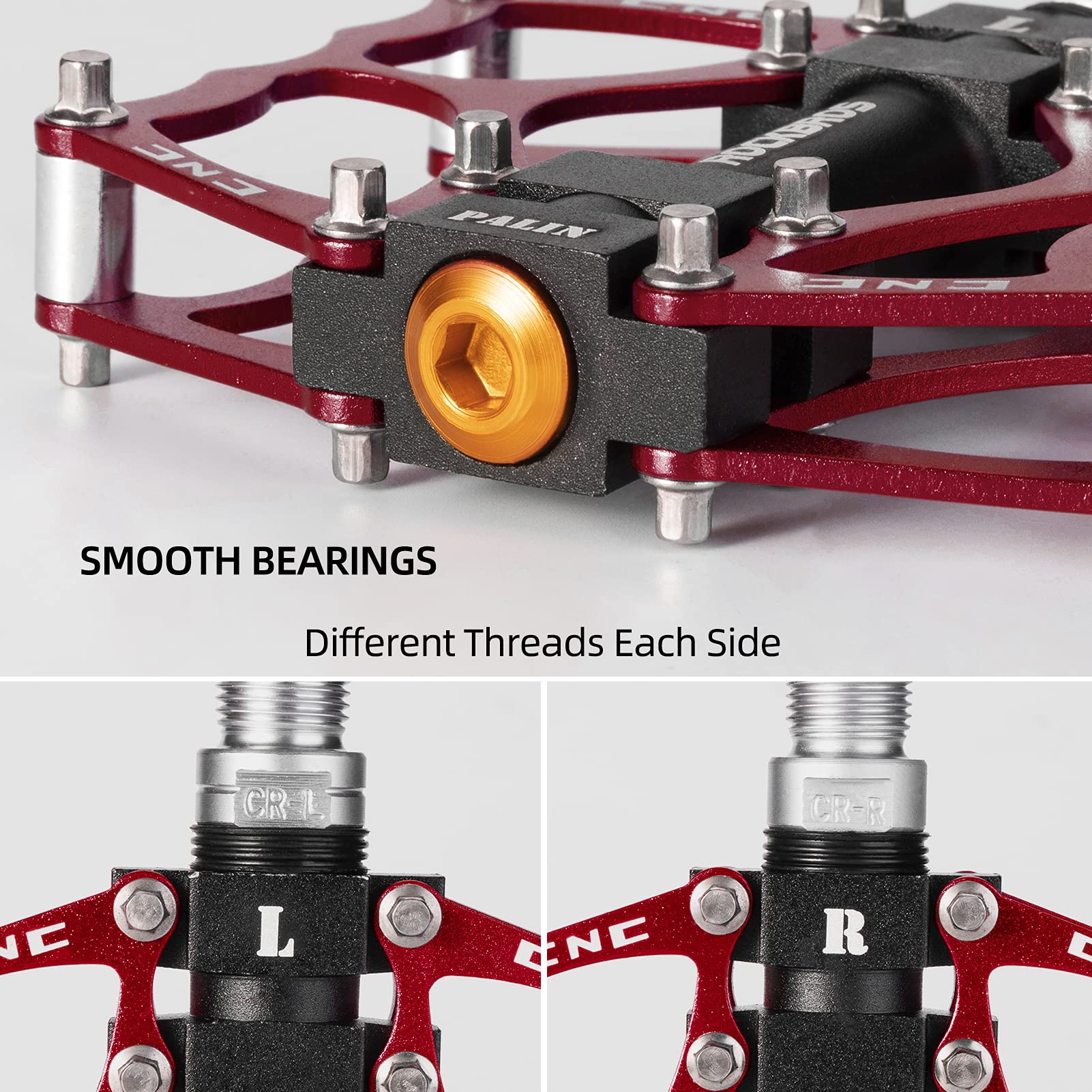 ROCKBROS Mountain Bike Pedals MTB Pedals CNC Non-Slip Lightweight Aluminum Alloy Bicycle Pedals Sealed Bearings Bicycle Platform Pedals 9/16" BMX Road Bike Pedal