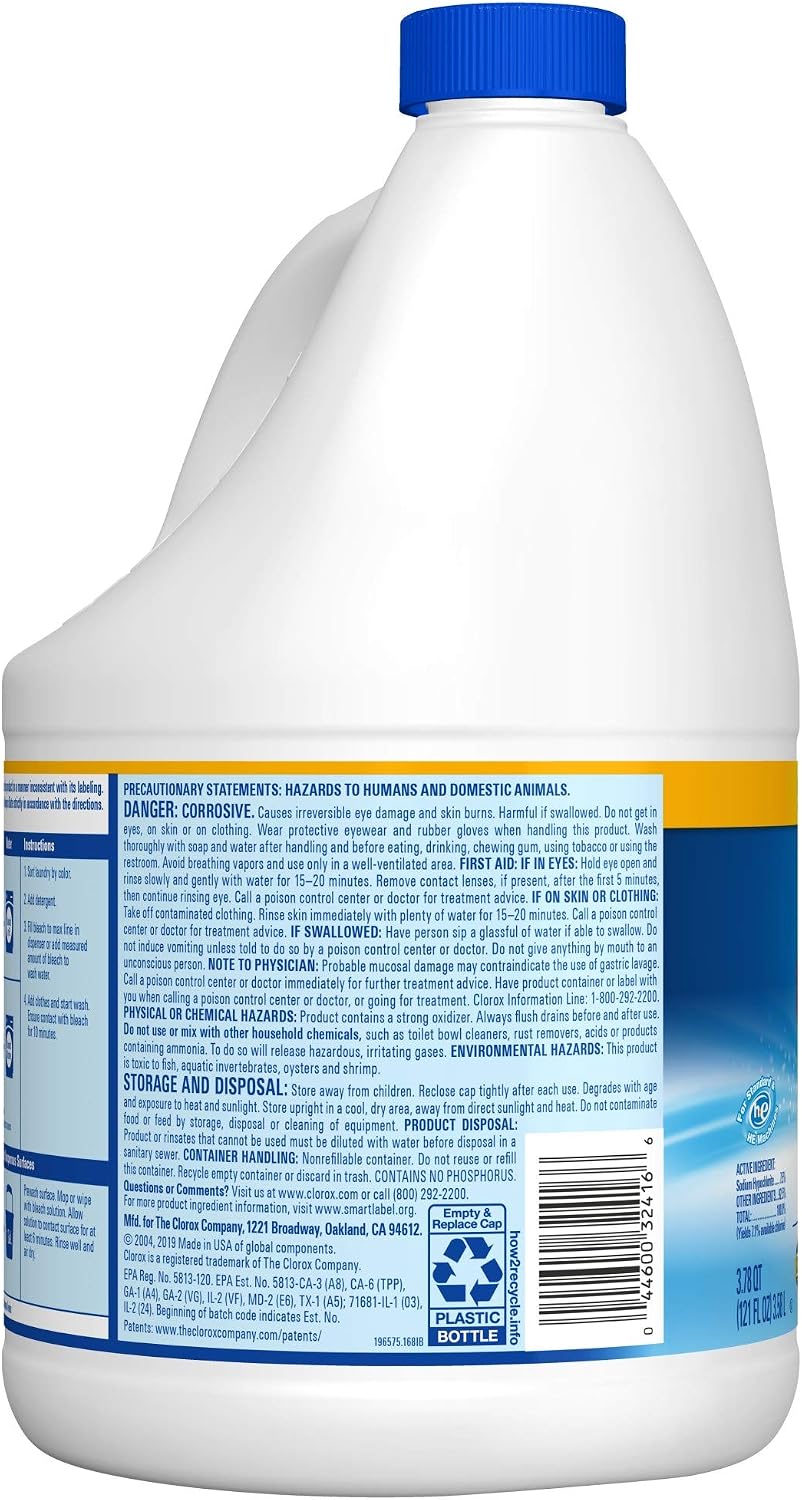Clorox Disinfecting Bleach, 121 Fluid Ounces (Package May Vary)