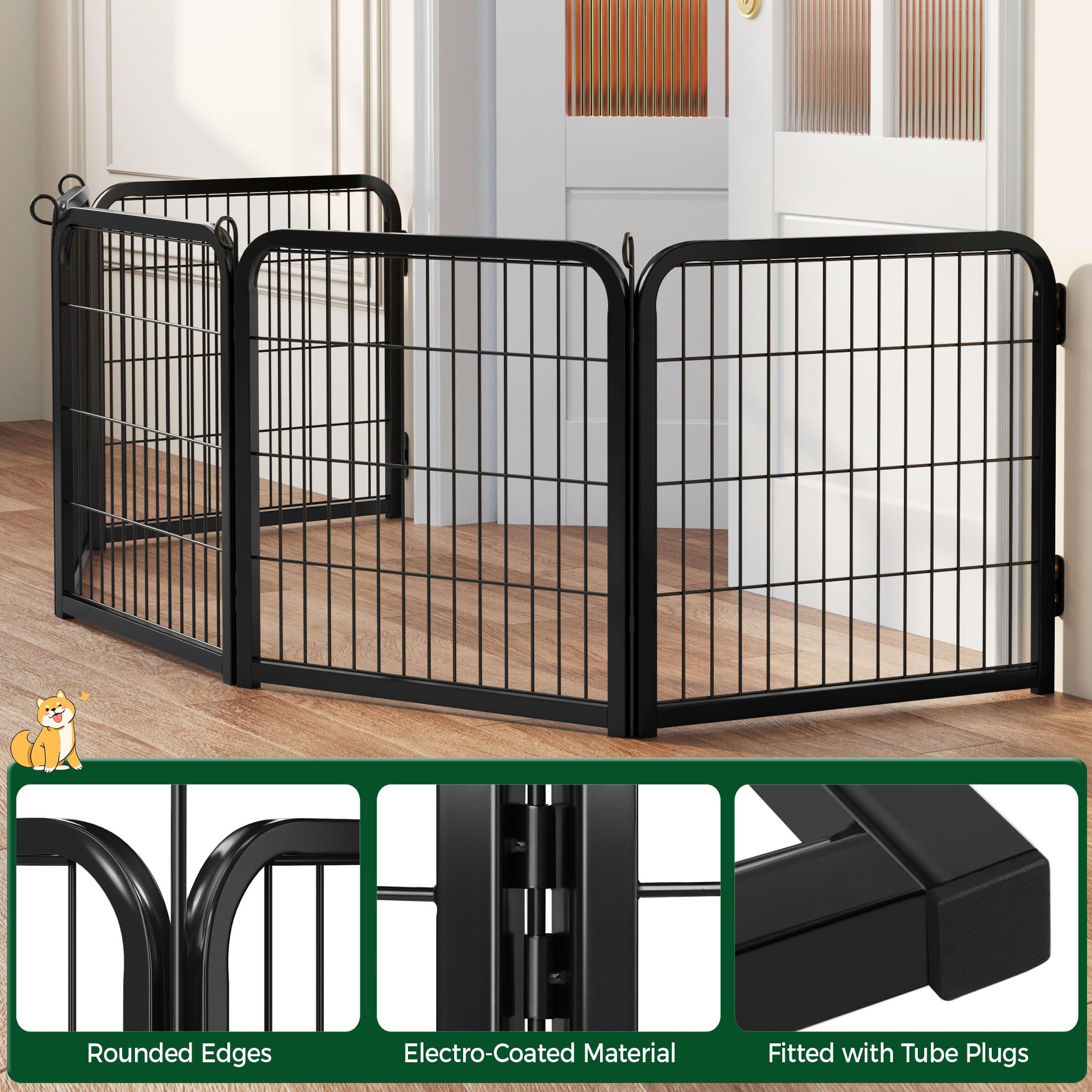 Yaheetech Dog Playpen, 24 inch 2 Panels Dog Pen for Indoor Heavy Duty Puppy Exercise Pen Metal Pet Fence for RV Camping/Yard/Garden