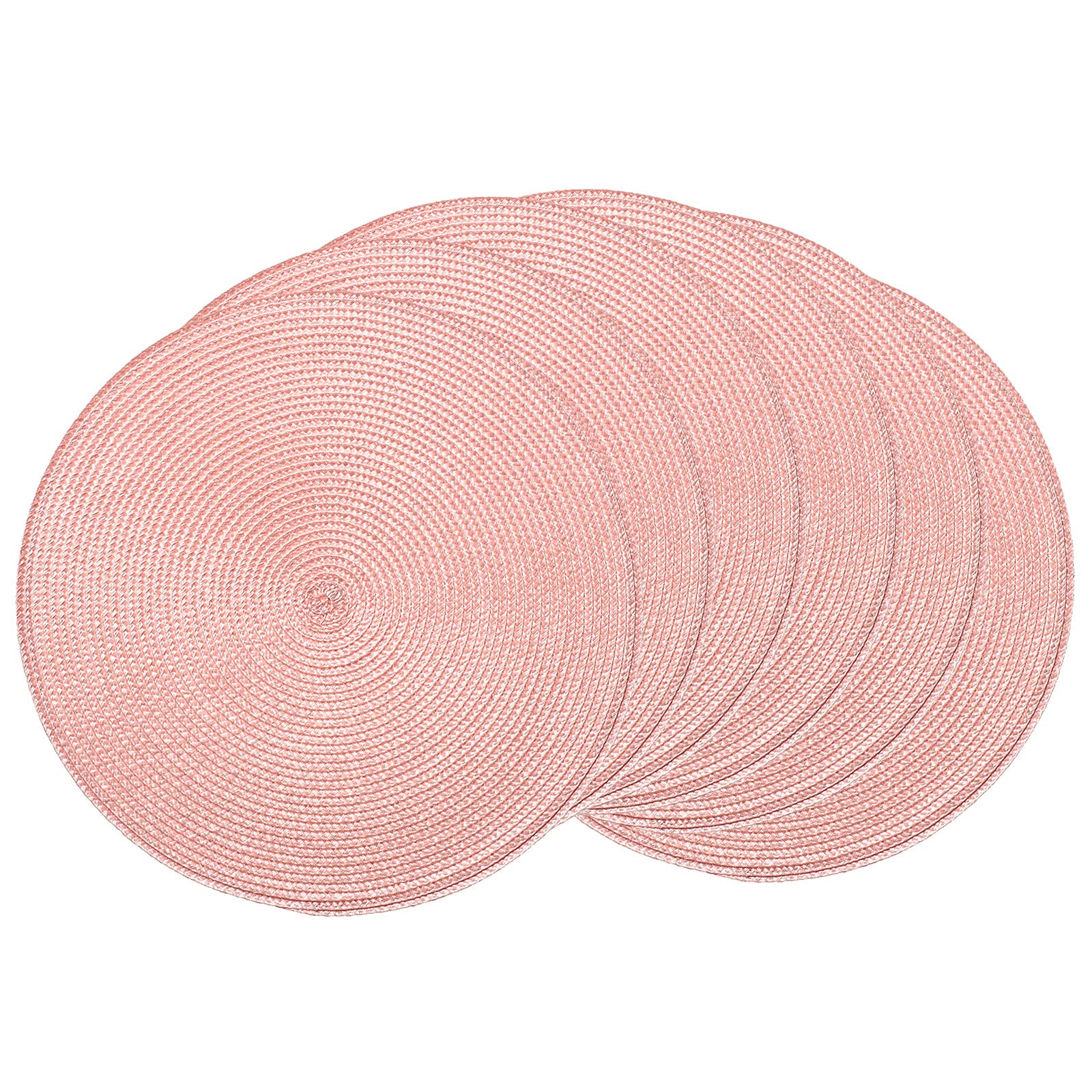 AHHFSMEI Round Placemats Set of 6 Heat Resistant Washable Non-Slip Woven Braided Table Mats for Dining Table Kitchen & Home Decor (Beige)