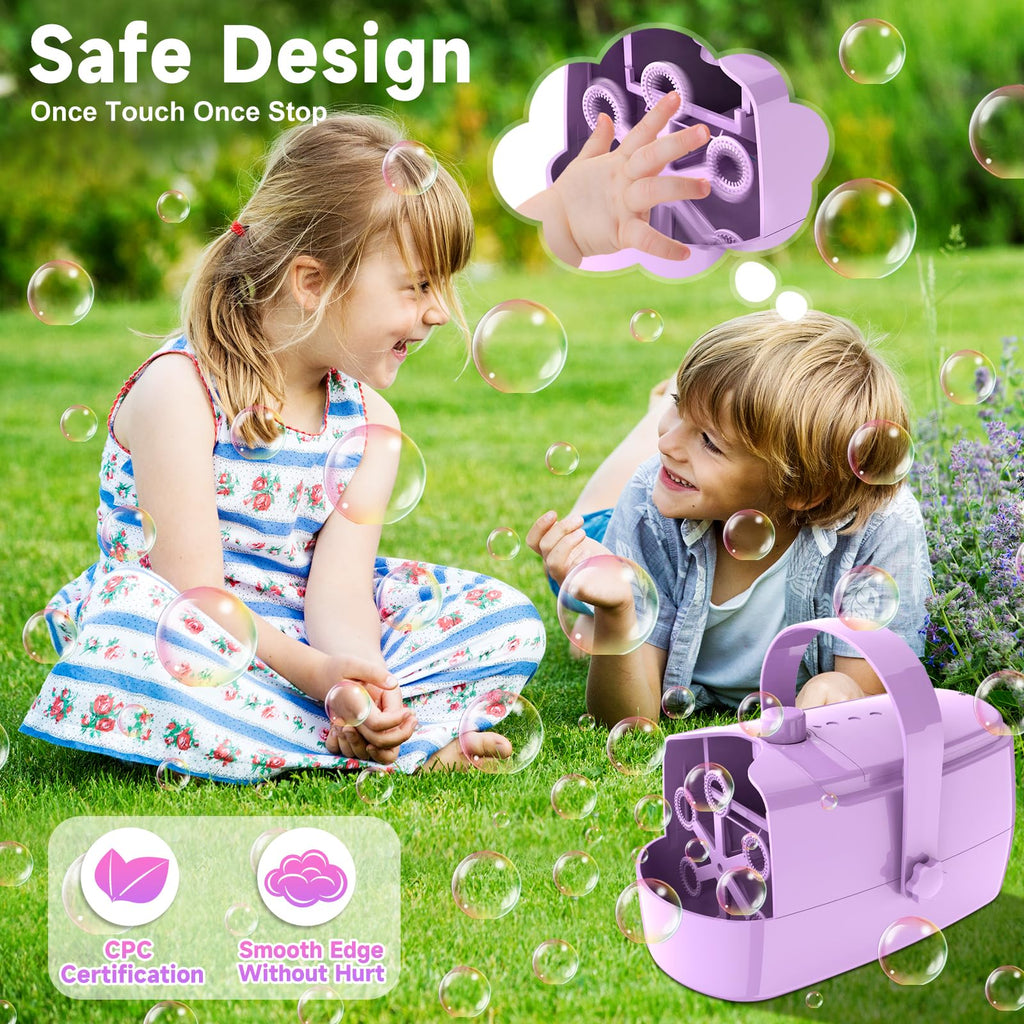 Zerhunt Durable Bubble Machine for Party: 3 Power Modes for Non-Stop Fun - 18000+ Bubbles Per Minute High Output 30 Mins Bubbles per Refill - Kids Safe Auto-Stop for Outdoor Backyard Birthday