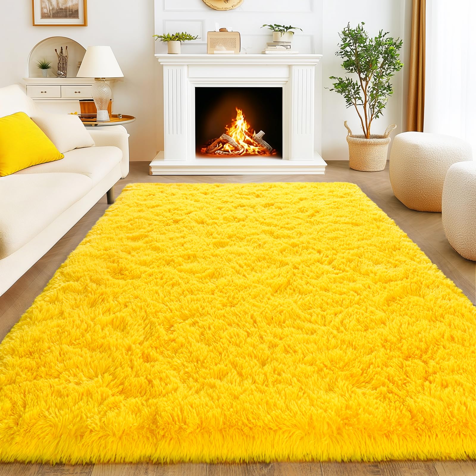 Awaytail Fluffy Rug Washable 2x3 Feet, Pure Black Desk Chair Rug Non-Slip, Super Soft Kids Rug for Boys Nursery Dorm Decor