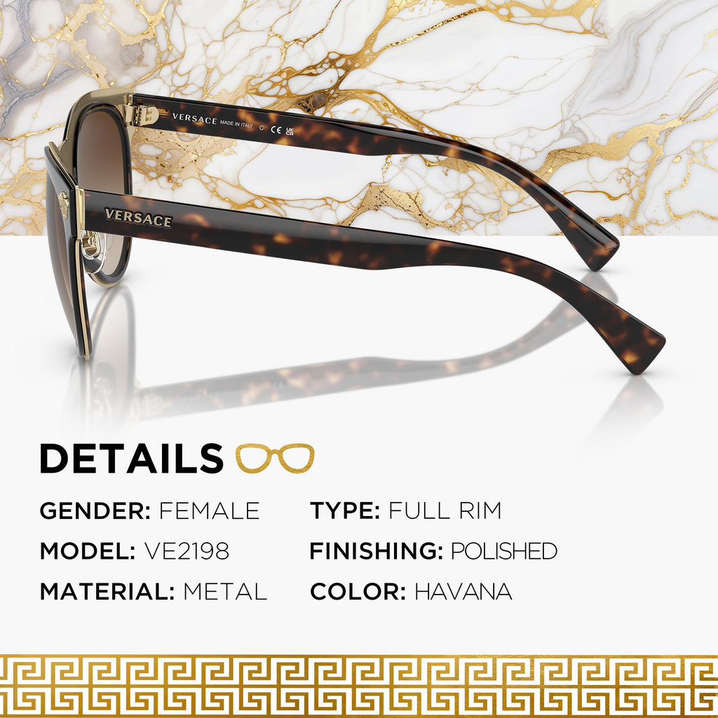 VERSACE VE2198 Phantos Shape Metal Sunglasses 54mm
