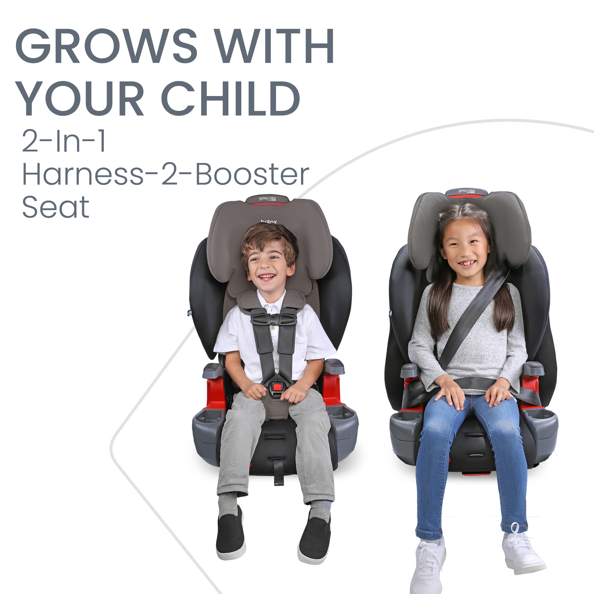 Britax Grow with You ClickTight Harness-2-Booster Car Seat, 2-in-1 High Back Booster, Black Contour