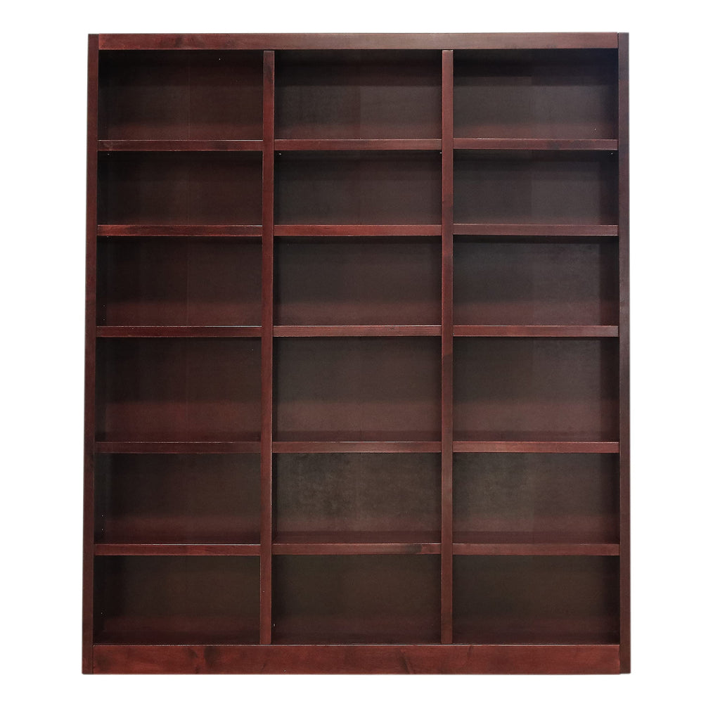 Concepts In Wood 84" Traditional Triple Wide Wood Bookcase with 15 Adjustable Shelves & 3 Fixed Shelves, Assembly Required, for Laundry/Bedroom/Kitchen/Garage/Office, in Cherry Finish