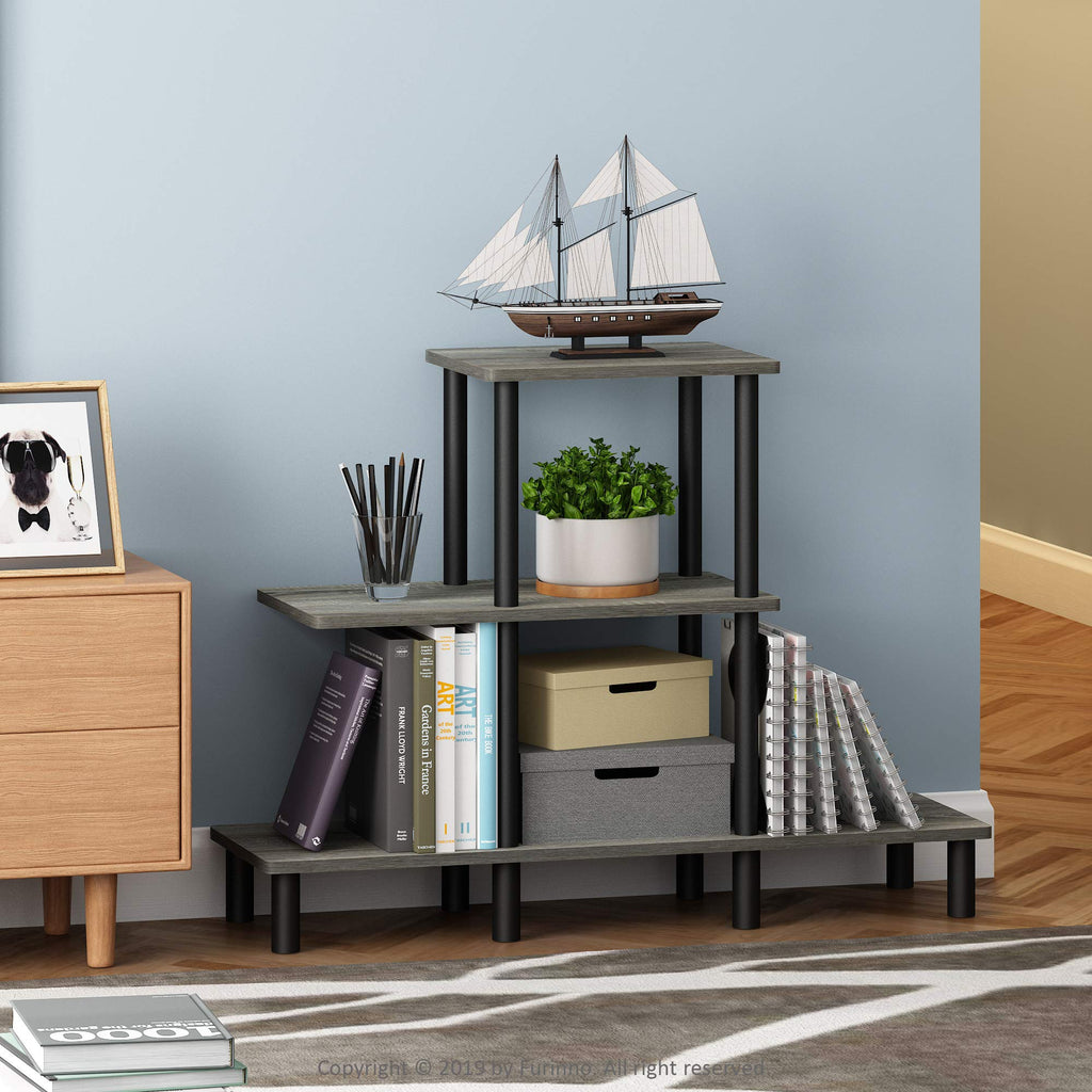 Furinno Turn-N-Tube 4-Tier Design Display Rack, Espresso/Black
