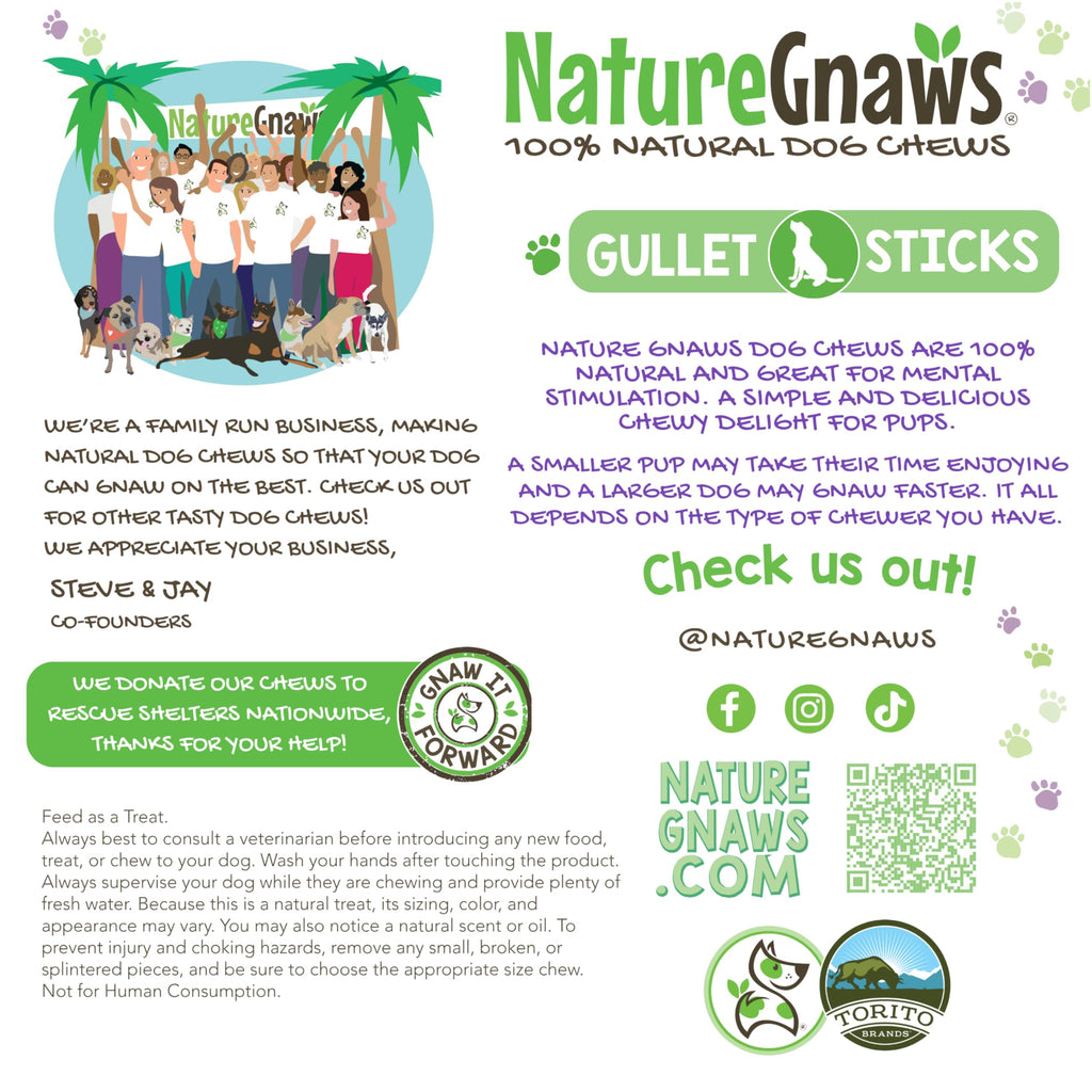 Nature Gnaws Beef Gullet Chews for Small Dogs 4-5" (20 Count) - Natural Beef Jerky Stick Dog Chew Treats - Rawhide Free