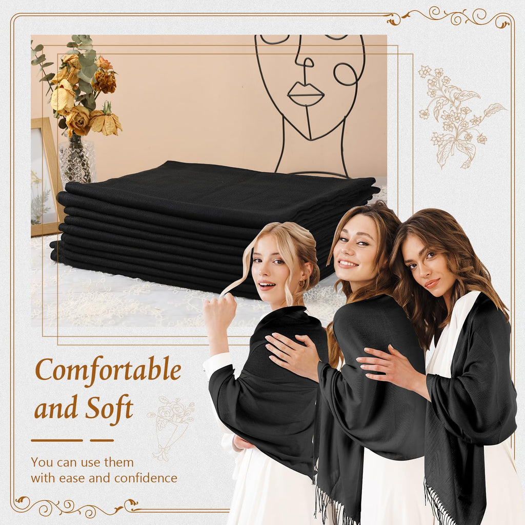 Ramede 50/100 Bulk Wedding Shawl Scarf for Women 79 x 28 Guests Shawl Wraps Gifts for Women Bridal Shawls with Thank Cards