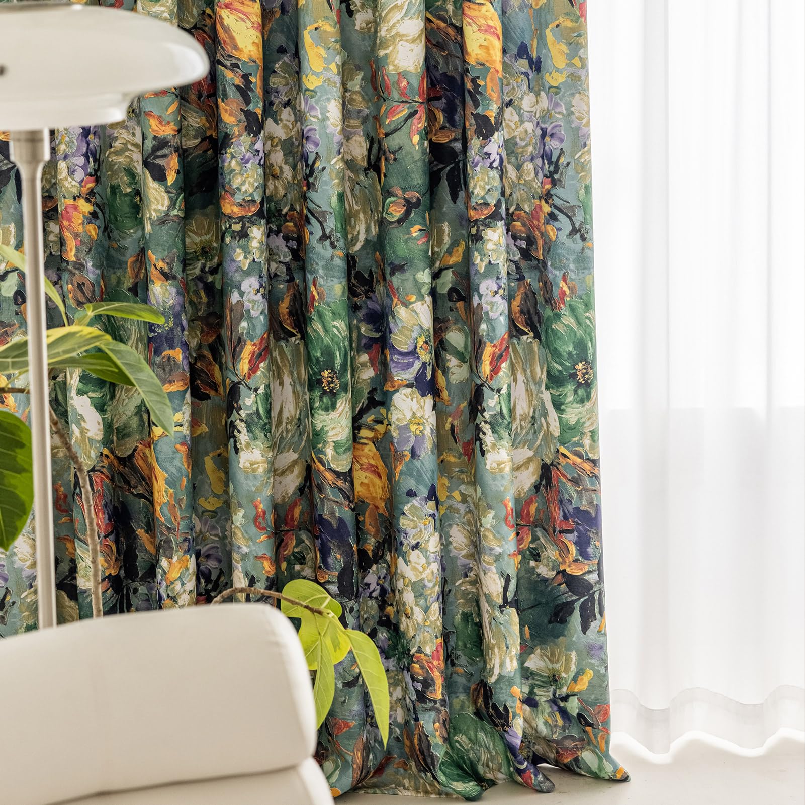 SUOUO Brown Floral Blackout Curtains for Bedroom Patterned Leaf 84 inches Long Room Darkening Window Drapes for Living Room 2 Panels