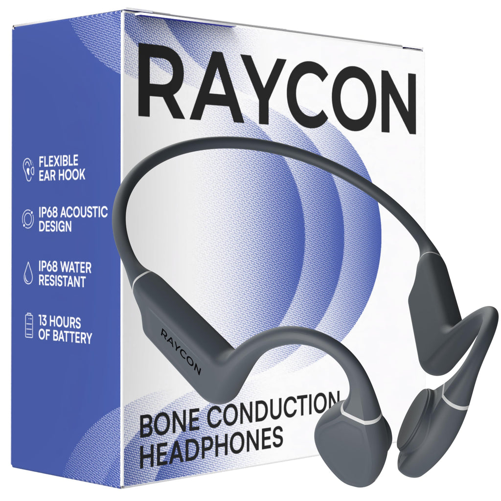 Raycon Bone Conduction Headphones Bluetooth - Open Ear Running Headphones, Sweat & Water-Resistant Earbuds with Mic for Sports & Workouts, 13hr Playtime (Blue)