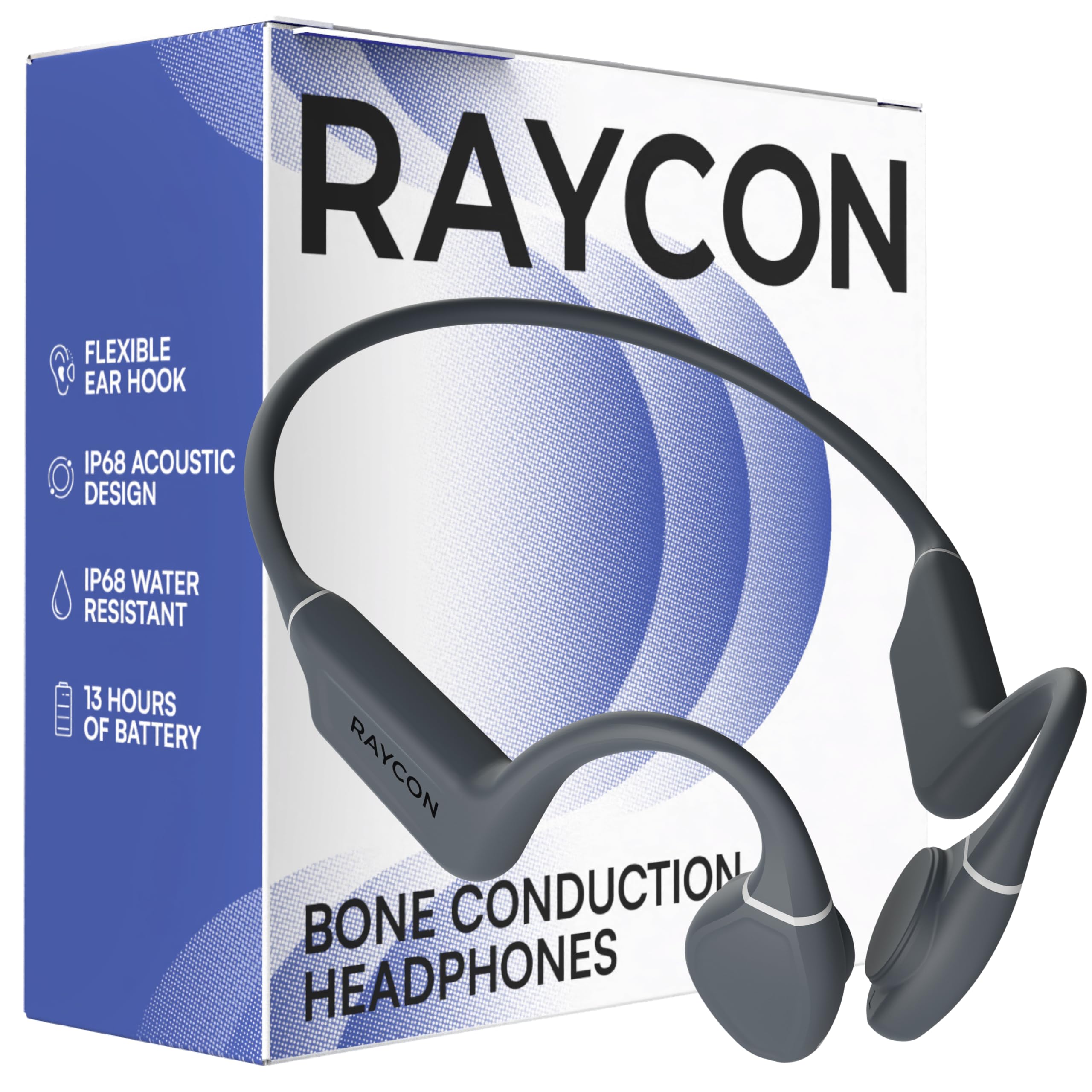 Raycon Bone Conduction Headphones Bluetooth - Open Ear Running Headphones, Sweat & Water-Resistant Earbuds with Mic for Sports & Workouts, 13hr Playtime (Blue)