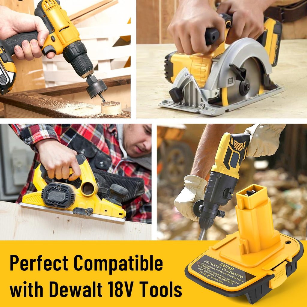 Azocek 1 Pack DM18D Battery Adapter Converter with USB Port for Dewalt 18V Tools, Converts for De-Walt 20V or Mil-wau-kee 18V Li-on to De-Walt 18-V Battery Adapter