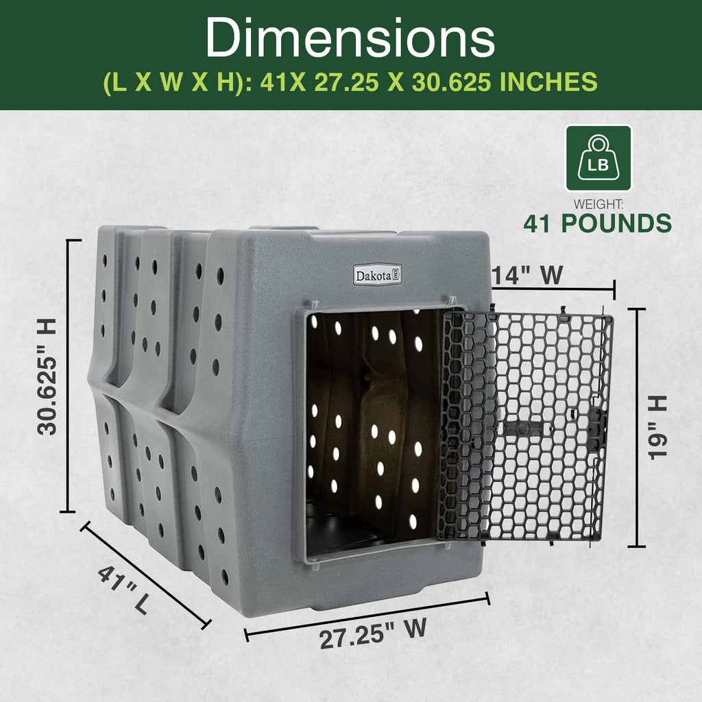 Dakota 283 Canine Rough and Tough Economy Dog Crate w/ Removable Two-Way Door - Heavy Duty Outdoor Kennel for Medium Breed Dogs (Coyote Granite, Intermediate)