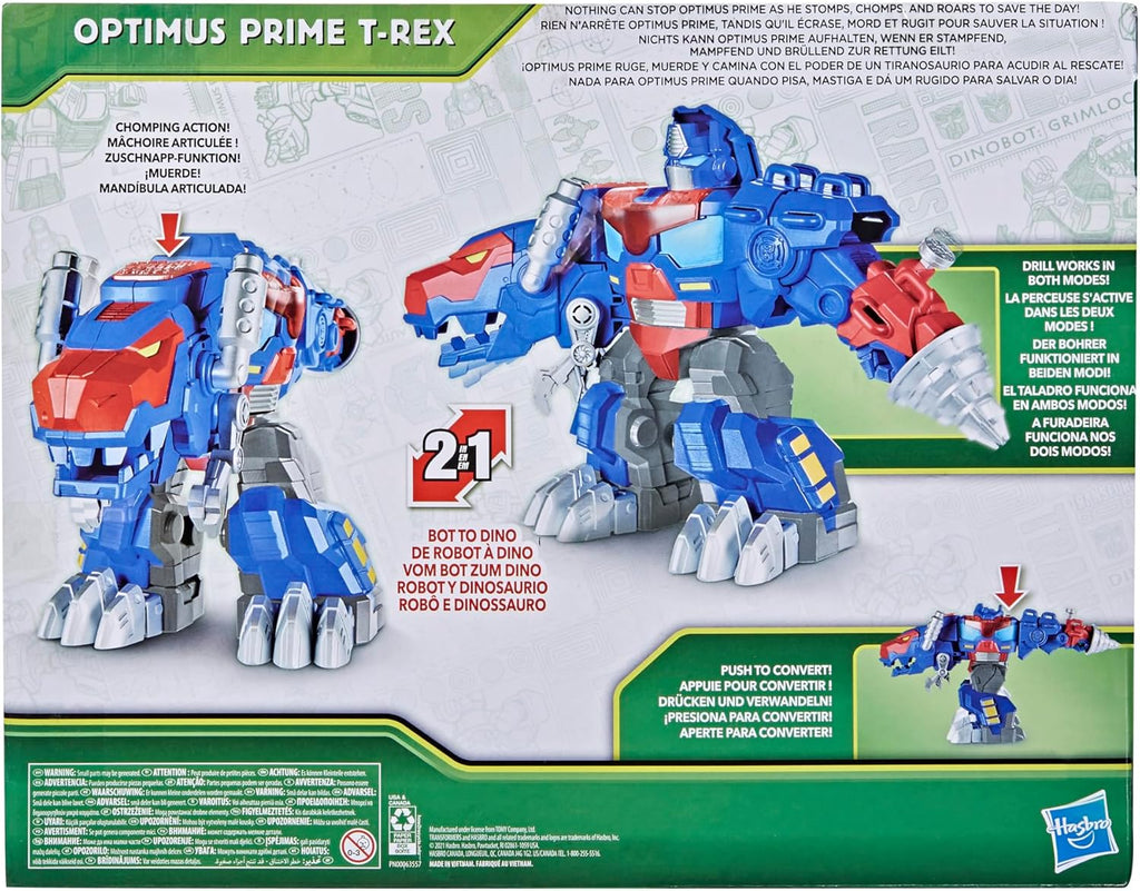Transformers Dinobot Adventures Optimus Prime T-Rex Converting Toy with Lights and Sounds, 9+ Inch Action Figure, Ages 3 and Up (Amazon Exclusive)
