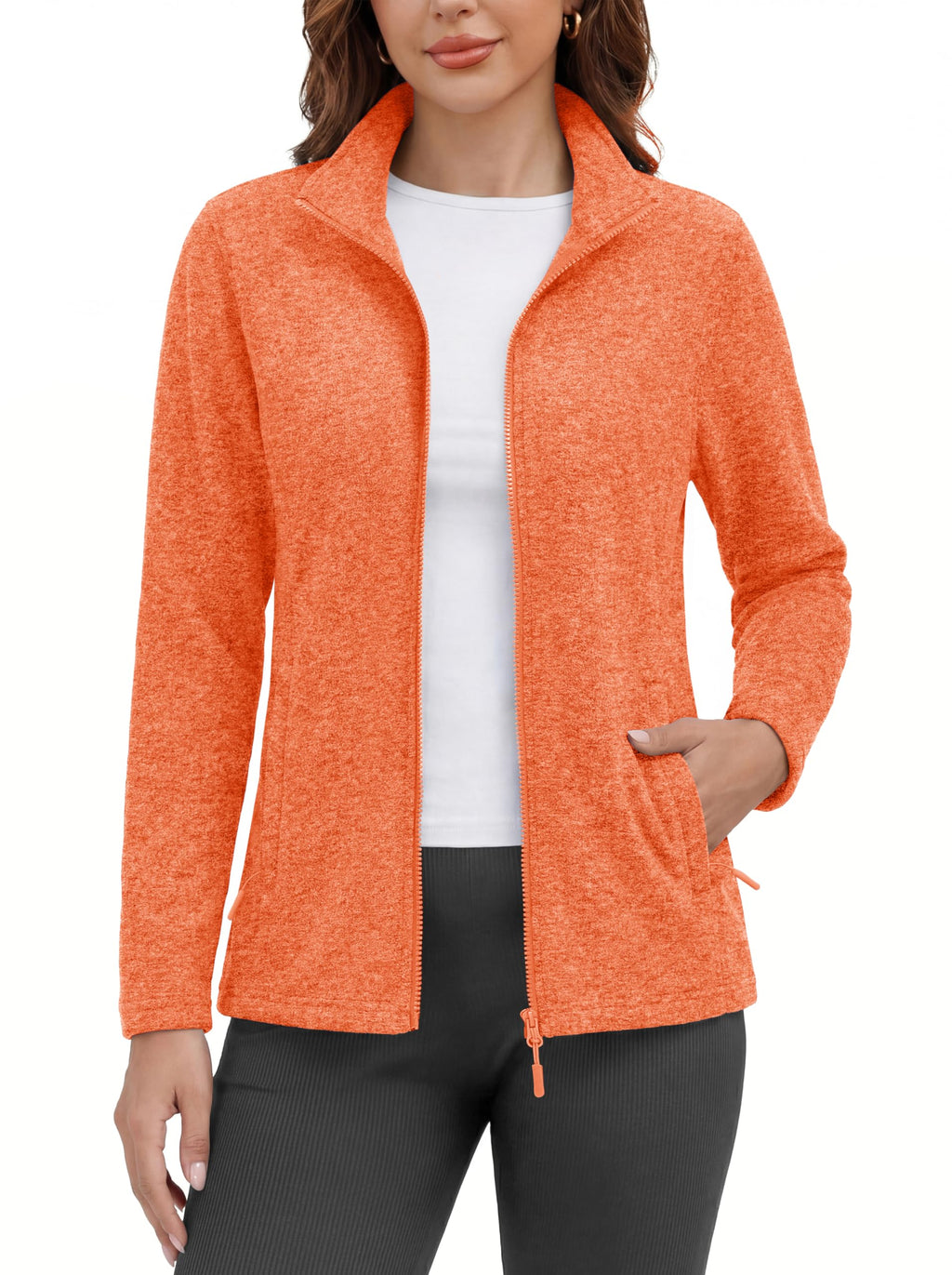 MAGCOMSEN Fleece Jacket Women Zip UP Lightweight Soft Polar Warm Winter Jackets for Women with Pockets Outdoor Hiking