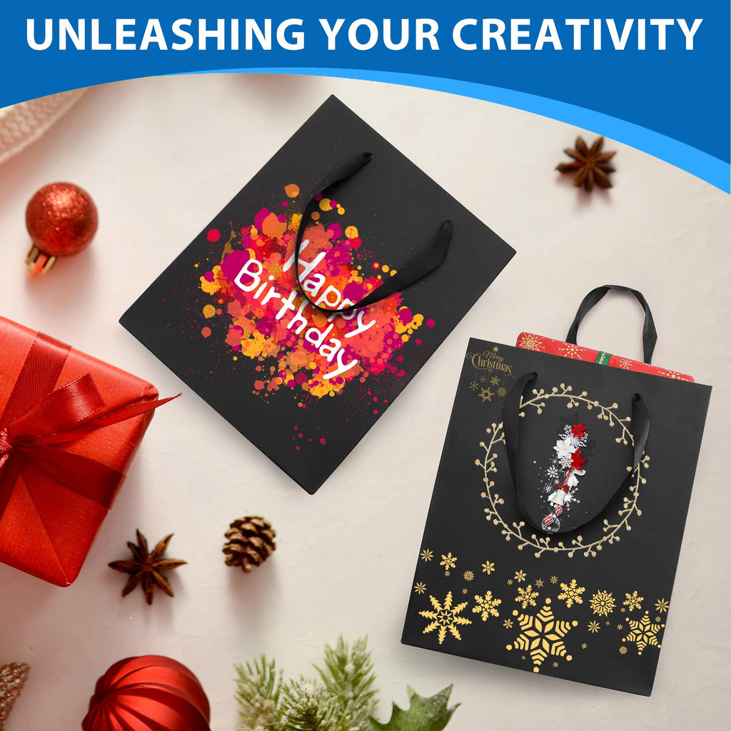 Argivean Black Gift Bags With Handles: 14pcs Medium Gift Bags Bulk 8x5x10 Inch For Wedding Party Birthday Business (M,14)
