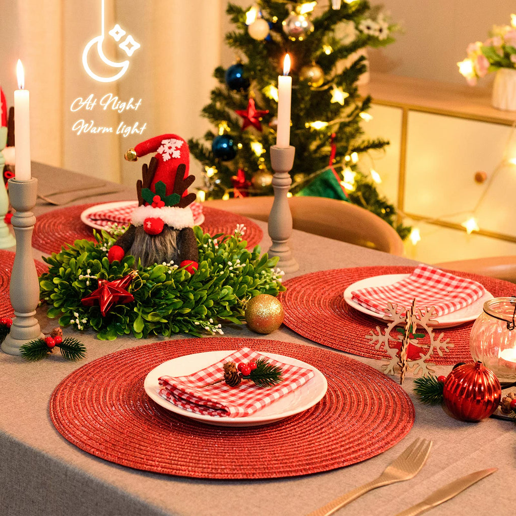 AHHFSMEI Round Placemats Set of 6 Heat Resistant Washable Non-Slip Woven Braided Table Mats for Dining Table Kitchen & Home Decor (Beige)