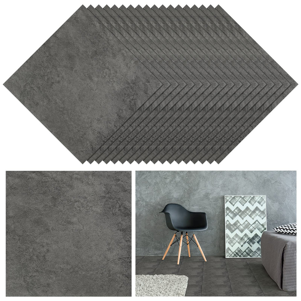 Spiareal 48 Pieces Peel and Stick Floor Tiles Vinyl Flooring 12 x 12 Inch Stick on Floor Tile Self Adhesive Waterproof DIY for Bathroom Kitchen Bedroom Living Room(Black Marble)