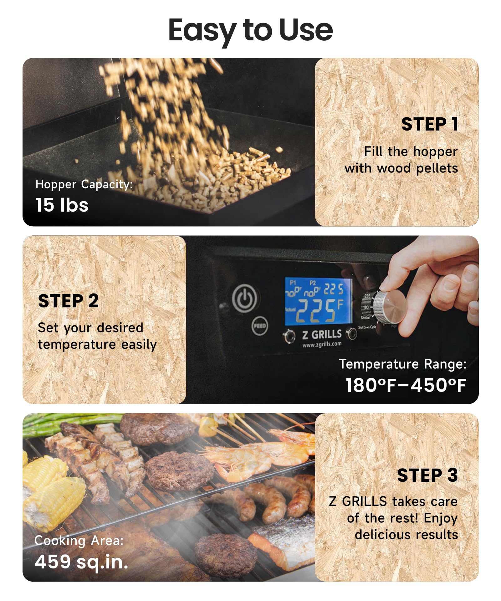 Z GRILLS ZPG-200APro Portable Tabletop Wood Pellet Grill and Smoker, Digital Control, 8 in 1 BBQ Grill for Outdoor Kitchen, Backyard, 202 Sq Inches of Cooking (Black)