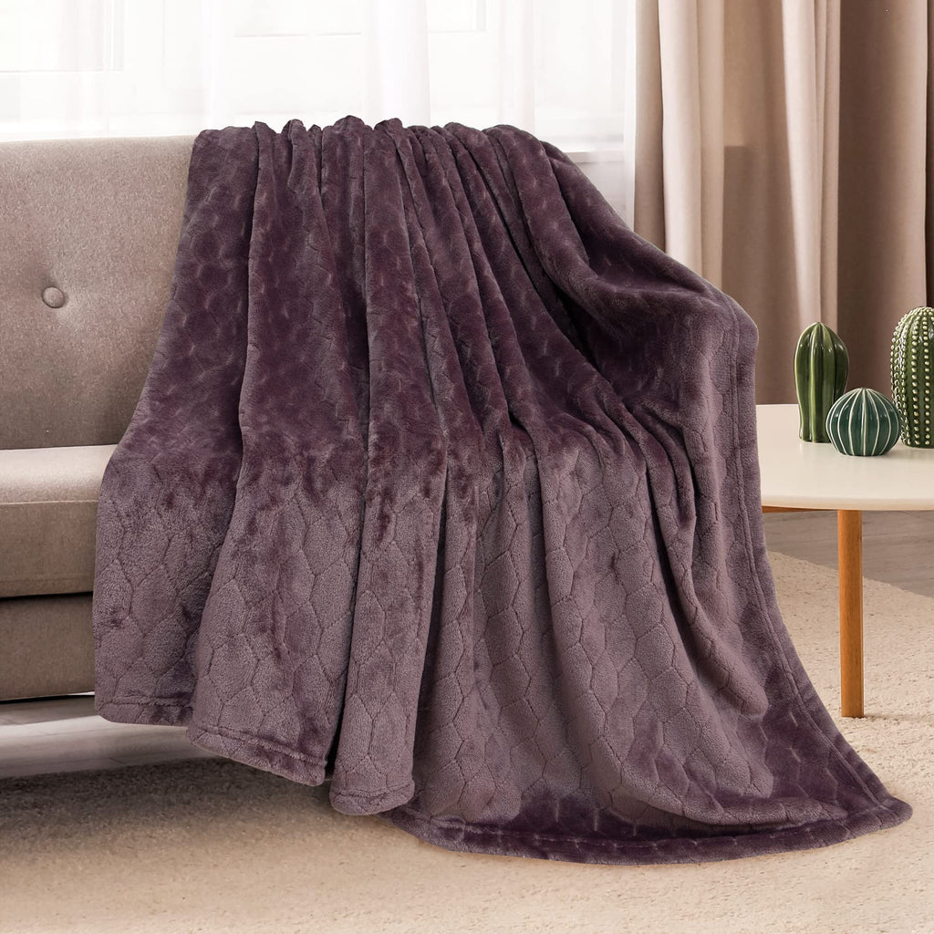 TOONOW Fleece Blanket Fuzzy Plush Throw Blanket 50" x 60", Super Soft Fluffy Bed Blanket Geometric Pattern Comfy Microfiber Flannel Blankets for Couch, Bed, Sofa, Black