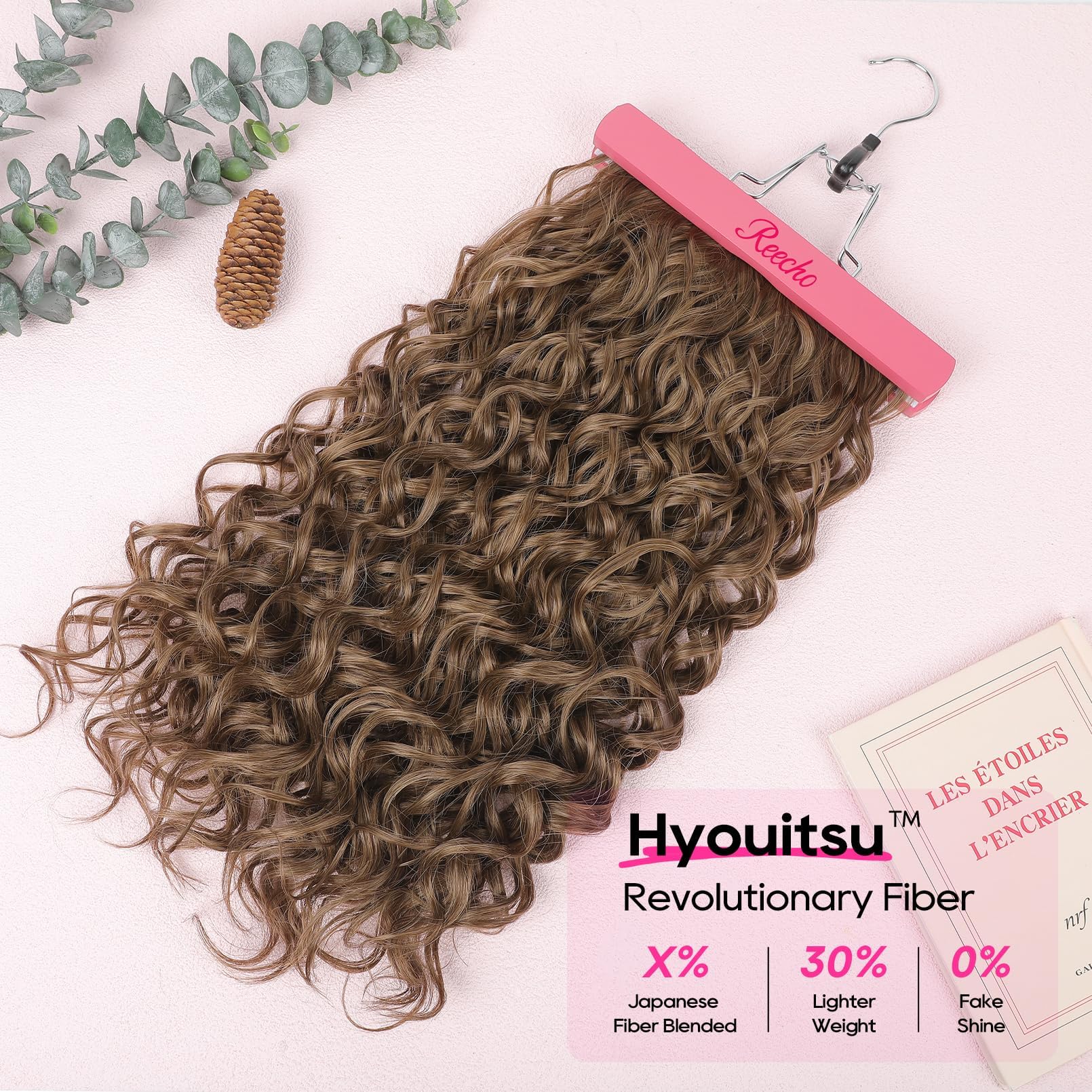 REECHO Curly Hair Extensions, 4PCS 16 inch Clip in Hair Extensions Lace Weft Short Curly Hair Extensions Clip Ins Invisible Natural Hairpieces for Women, Ash Blonde with Highlights