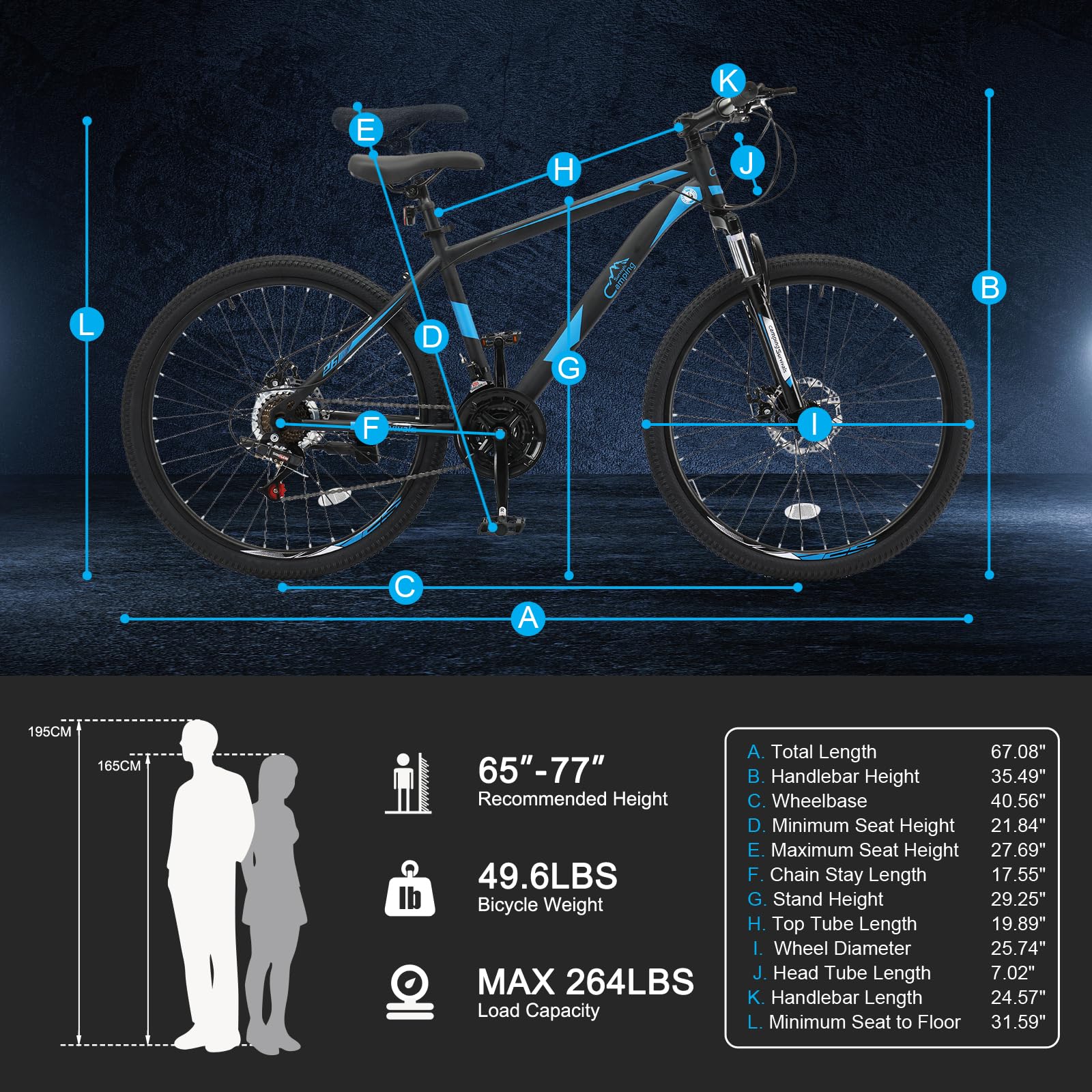 Ktaxon Mountain Bike 24/26/27.5 Inch Men & Women Mountain Bike with 21-Speed Adult Bikes, Double Disc Brake, Suspension Fork and High Carbon Steel Frame