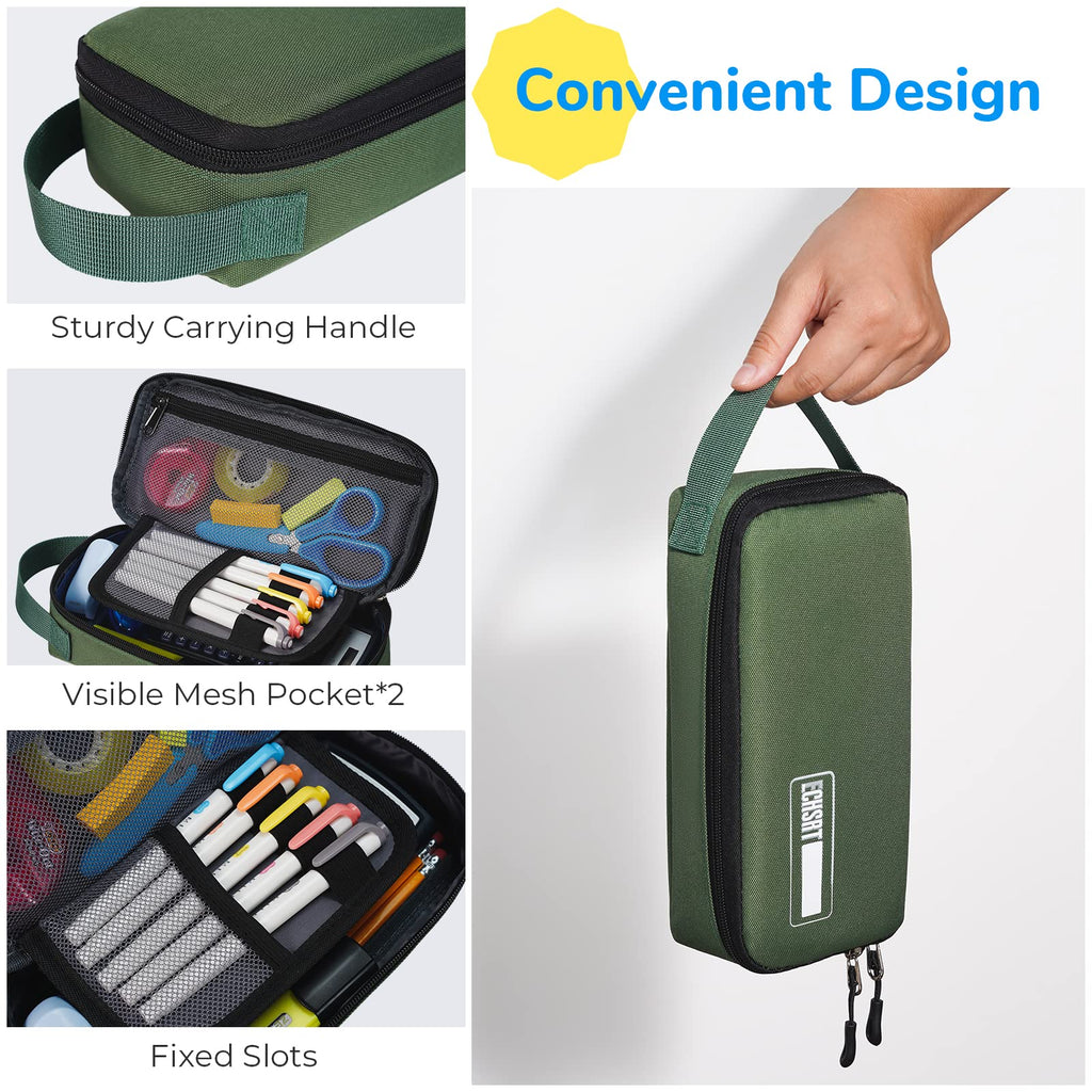 ECHSRT Large Pencil Case, Aesthetic Pen Pouch with Big Capacity, Minimalist Portable Stationery Bag with Handle for Office Organizer Aesthetic Pencil Cases