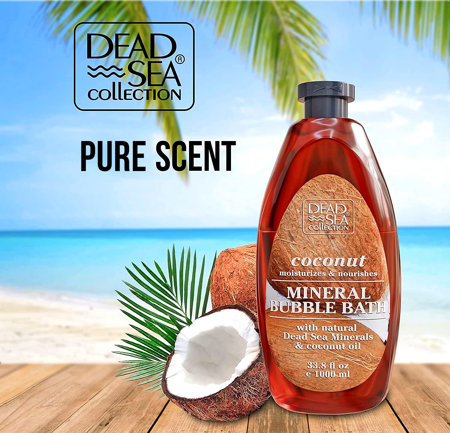 Dead Sea Collection Bubble Bath with Almond Vanilla for Women and Men - Sweet Almond Oil and Dead Sea Salt - Nourishing and Moisturizing Skin - Pack of 2 (67.6 fl.oz)