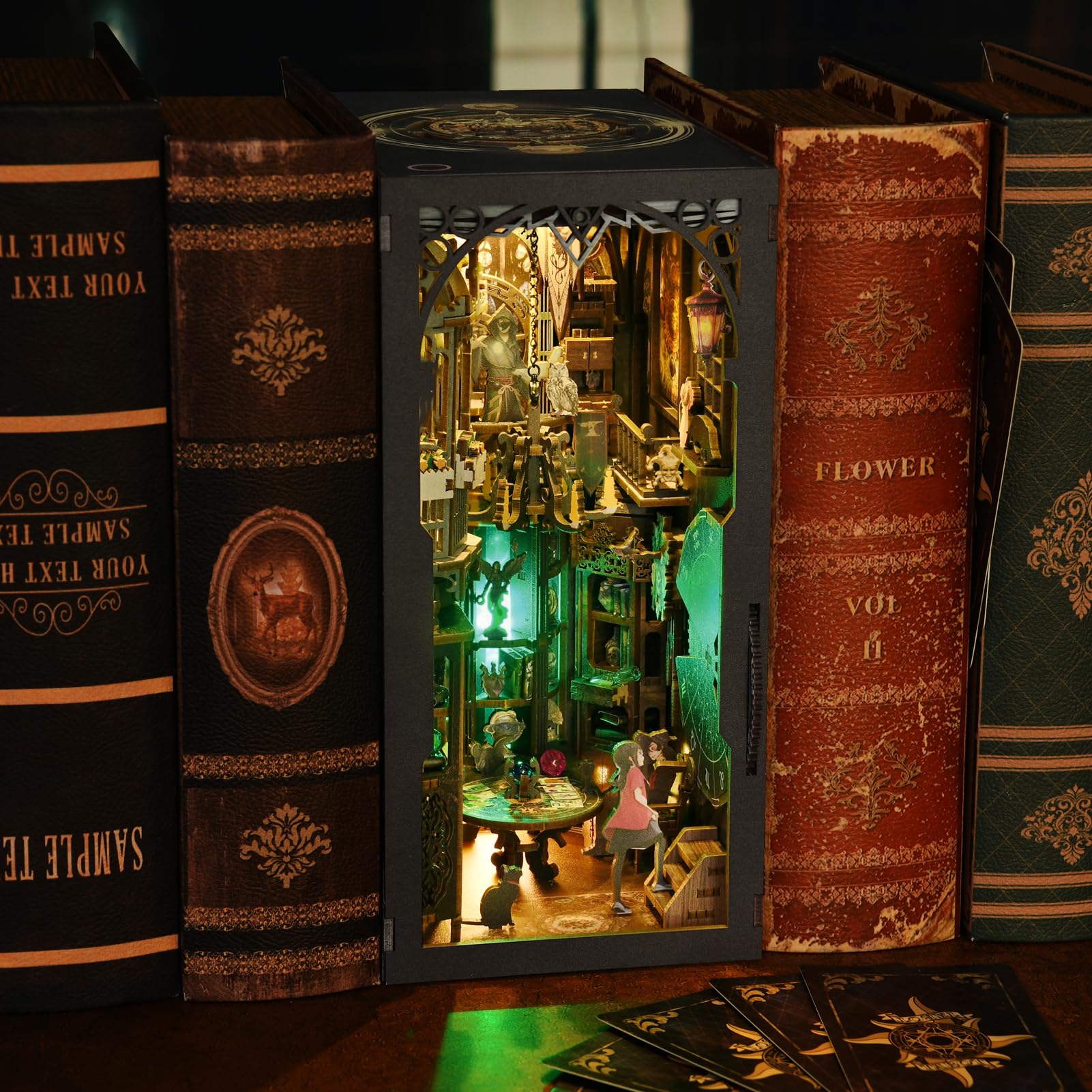 TOYQI DIY Book Nook Kit, Miniature House Dollhouse Kit for Adult and Teens, Book Nook Kits for Adults, Booknook Bookend Alley Model Build, Gifts for Family Friends - Spooky Horror Creepy Haunted House