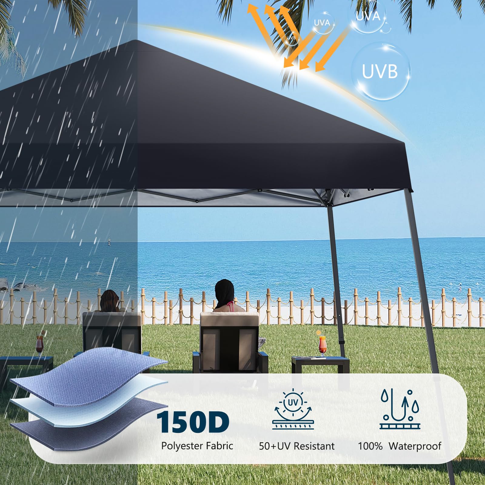 MASTERCANOPY Portable Pop Up Canopy Tent with Large Base (10x10,Dark Gray)