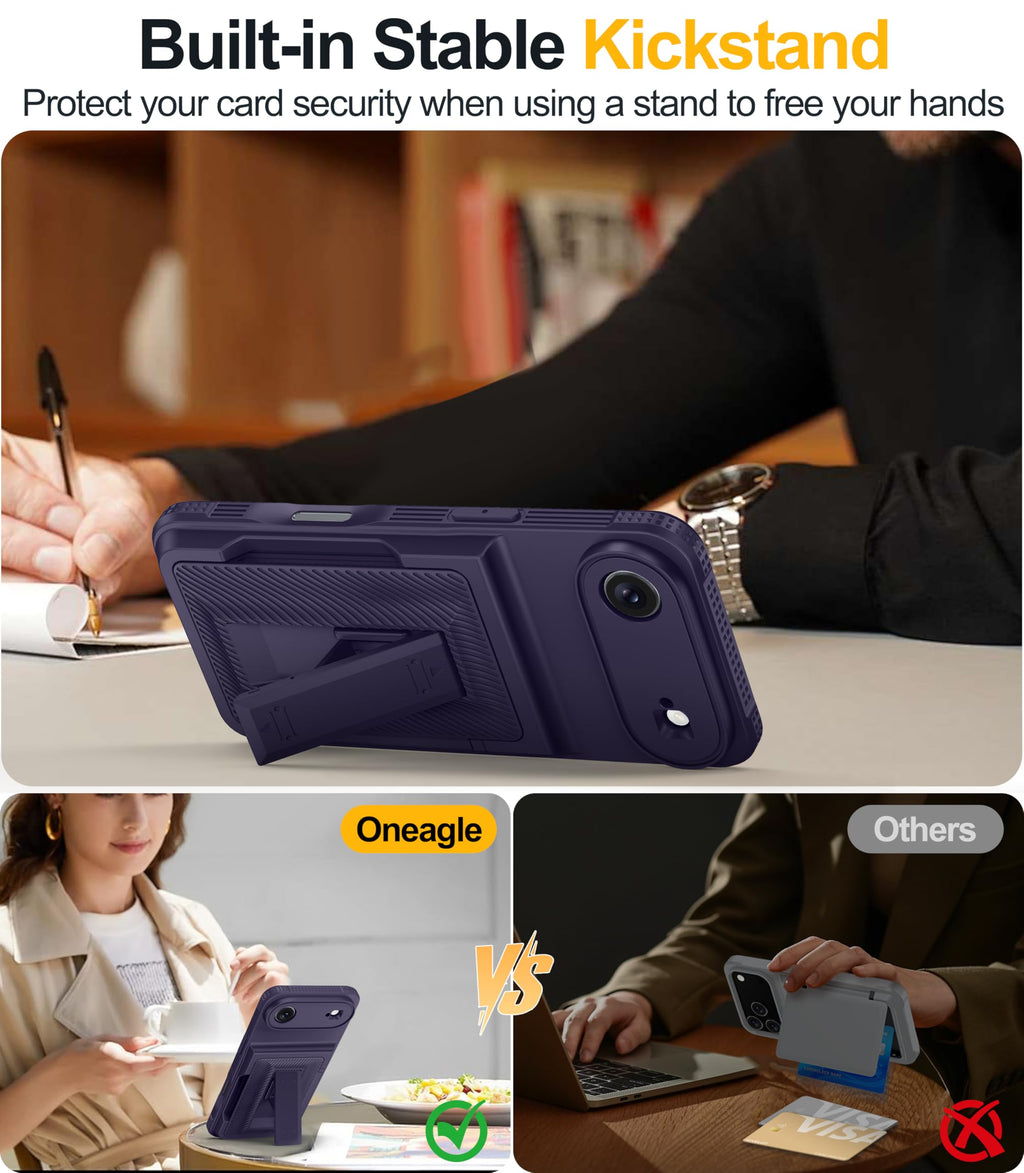Oneagle Wallet for iPhone 16 Pro Max Case with Card Holder (4-5 Cards) [RFID Blocking] [Privacy Screen Protector] Full Camera Protection & Kickstand, 15FT Shockproof Phone Case for iPhone 16 Pro Max