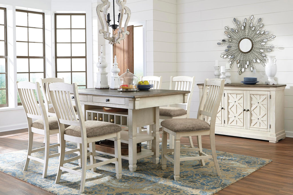 Signature Design by Ashley Tyler Creek Farmhouse 24.38" Counter Height Upholstered Barstool, Set of 2, Almost Black