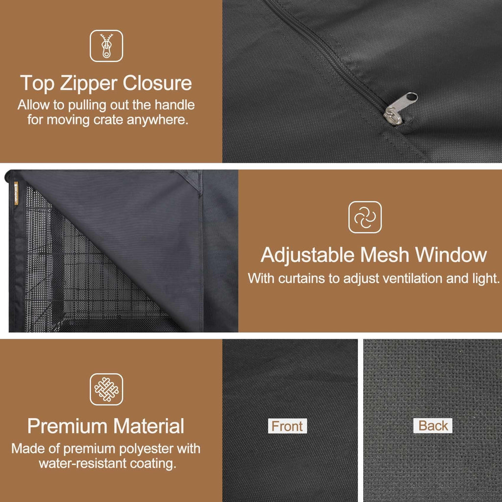 HiCaptain Dog Crate Cover 24.0" L x 18.0" W x 20.0" H with Breathable Mesh, Durable Heavy Duty Kennel Cover, Dual Zippered Panels, Windproof Waterproof UV-Resistant(Beige)