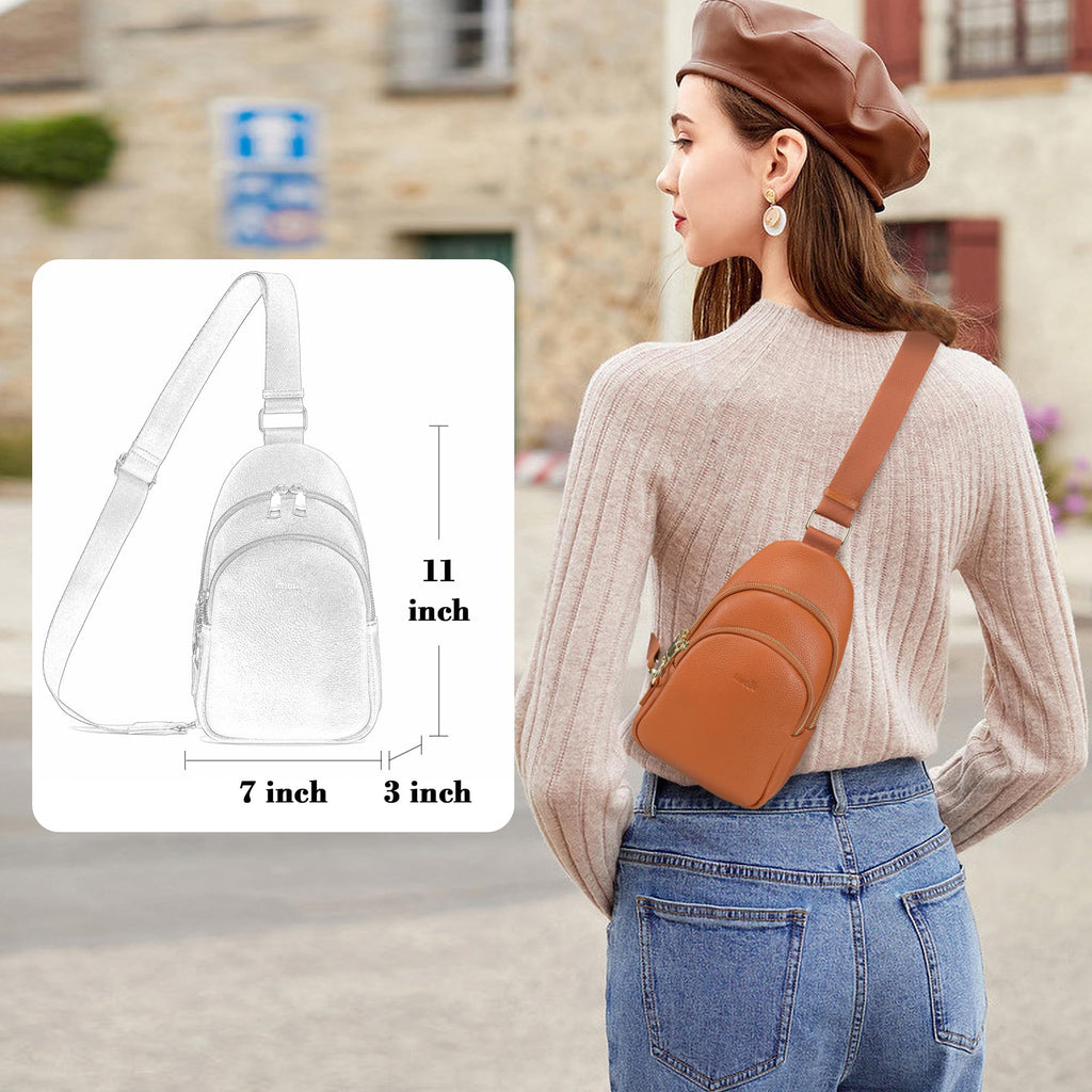 INICAT Small Crossbody Sling Bags Faux Leather Fanny Packs Purses for Women Everyday & Travel