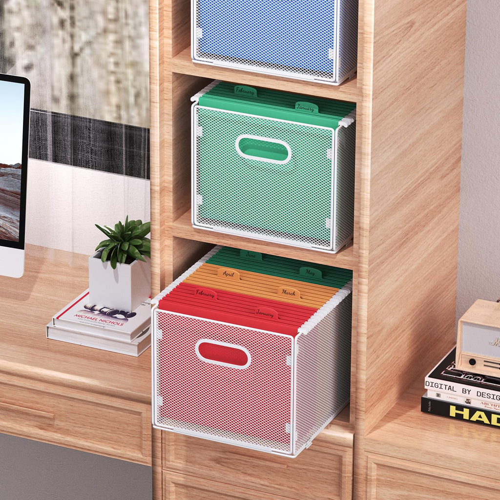 samstar Hanging File Organizer, Mesh File Folder Organizer File Crate File Cabinet Inserts Storage Box, Letter Size