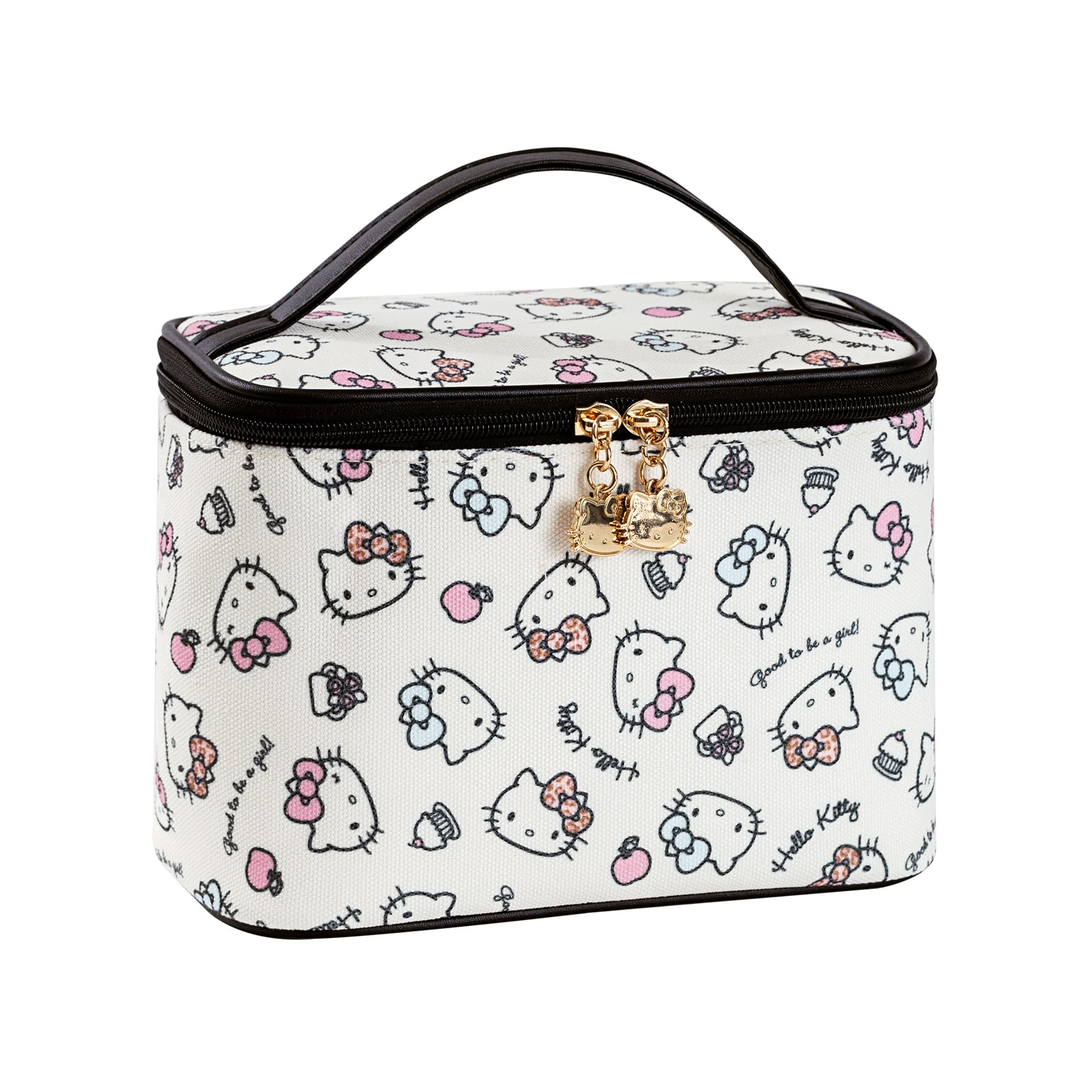 AmBealla Makeup Bag Large Waterproof Cosmetic Bags with Makeup Brush Holder,Cute Printed Makeup Organizer for Women Traveling,Portable Toiletry Bag for Girls