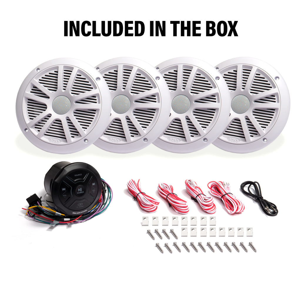 BOSS Audio Systems MGR250B Bluetooth Marine Radio Gauge Receiver, Built-In Amplifier, IPX6-Rated, USB Port + USB Charging