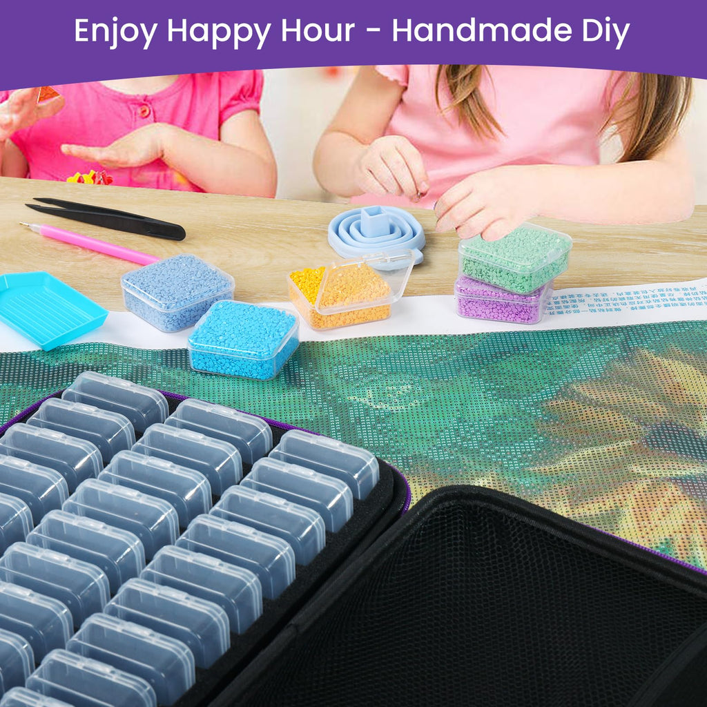 Douorgan Diamond Painting Storage Containers Portable Bead Organizer Shockproof Bead Art Storage Case Jewelry Beads Storage Box (30 Small Boxes)