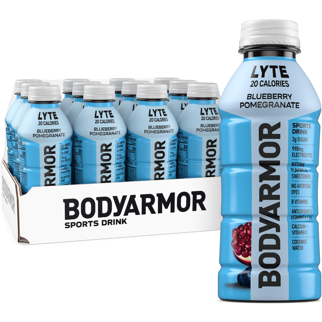 BODYARMOR Lyte Sports Drink Low-Calorie Beverage, Blueberry Pomegranate, Coconut Water Hydration, Natural Flavors with Vitamins, Potassium-Packed Electrolytes, 16 Fl Oz (Pack of 12)