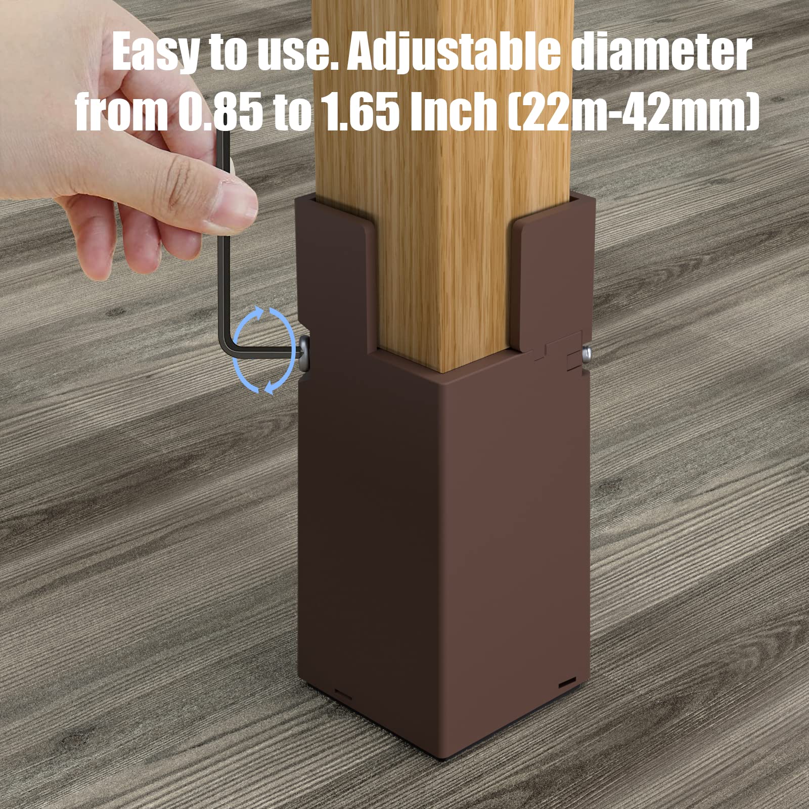 Adjustable Furniture Risers,4Pack Adjustable Bed Risers with Screw Clamp - Heavy Duty Sofa Tables Furniture Risers Fit for Square/Round Furniture Leg Diameter 0.8''-1.6'' (2Inch Black)