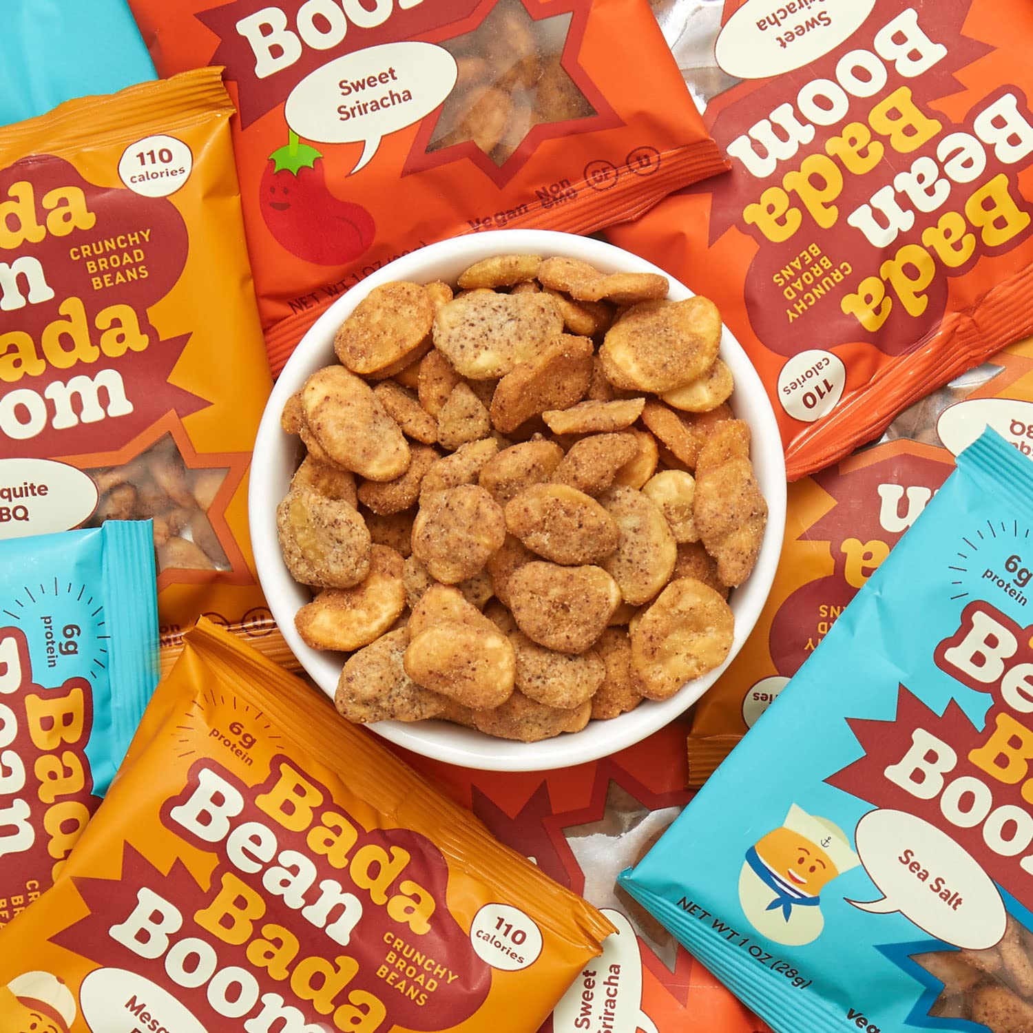 Bada Bean Bada Boom, Crunchy Roasted Broad Bean Snacks (Fava), High Protein, Vegan, Gluten-free - 110 Calorie Packs, Buffalo Wing, 4.5 Ounce (Pack of 6)
