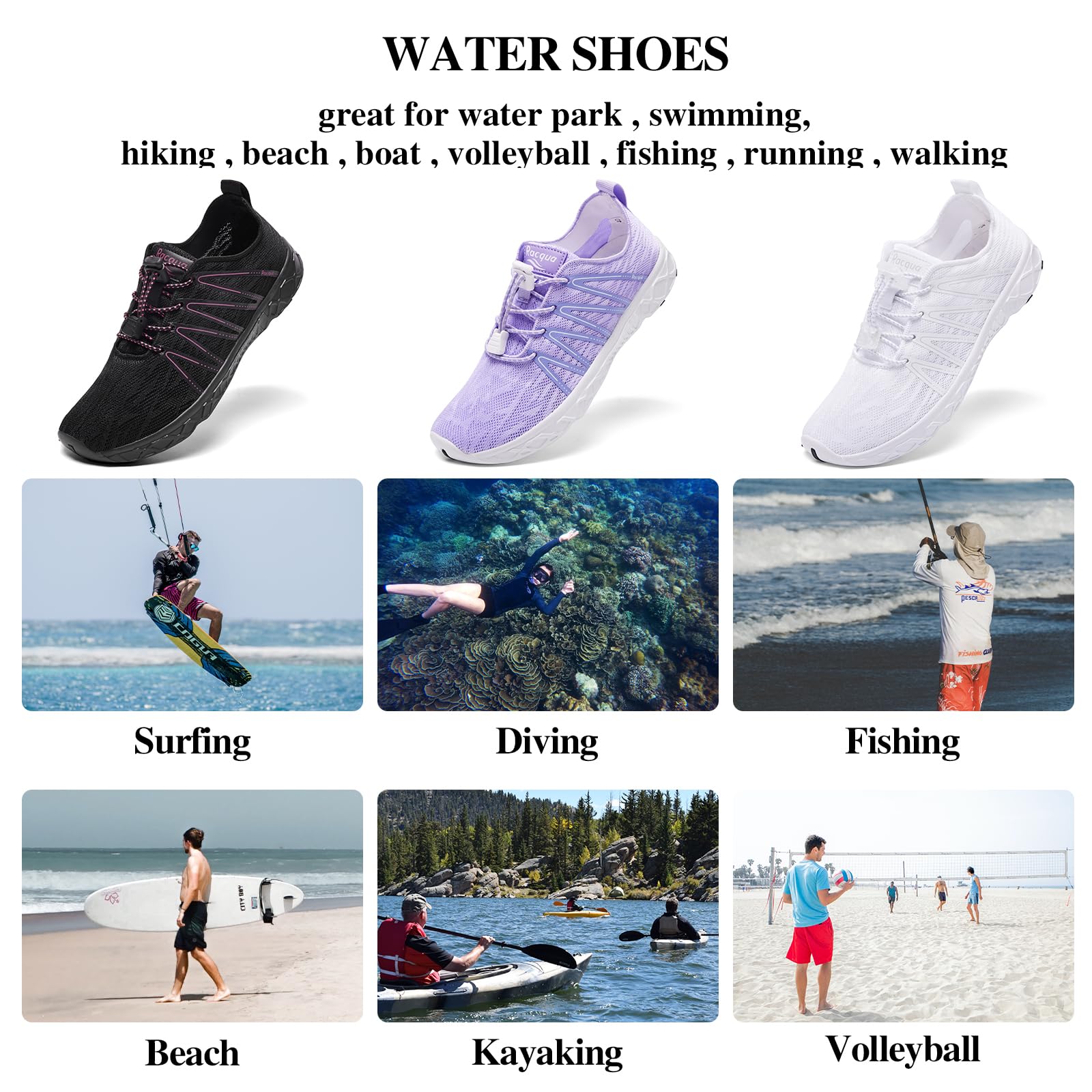 Racqua Water Shoes Swim Shoes Aqua Shoes for Women Men