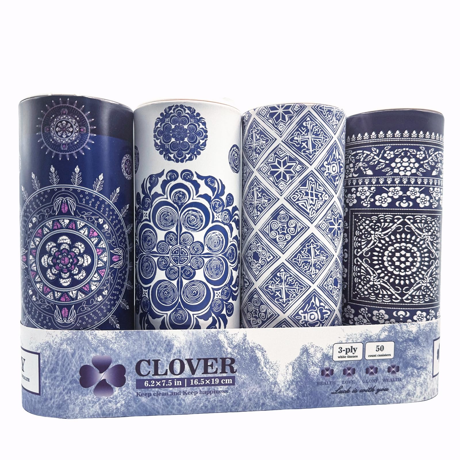 Car Round Canned Tissue Box Cup Holder Facial Tissues,Cylinder Tube Face Towel,4 Canister 3-Ply Car Napkins for Travel Tissue Bulk Fit Home,Office,School by CLOVER
