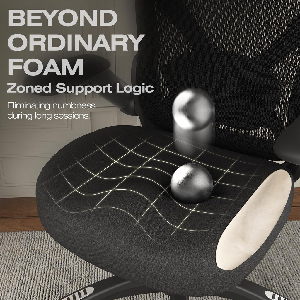 ELABEST X100 Ergonomic Office Chair with Footrest, Big and Tall Home Desk Chair with 5D Flip-Up Arms, Adjustable 3D Lumbar Support,High Back Rolling Computer Chair, Swivel Mesh Chairs (Coffee Break)