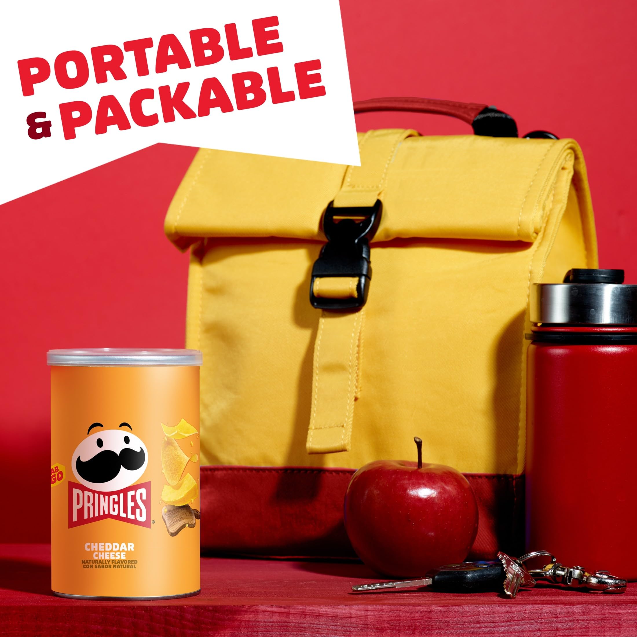 Pringles, Crisps, Lunch Snacks, Office and Kids Snacks, Grab N' Go, Cheddar Cheese (12 Cans)