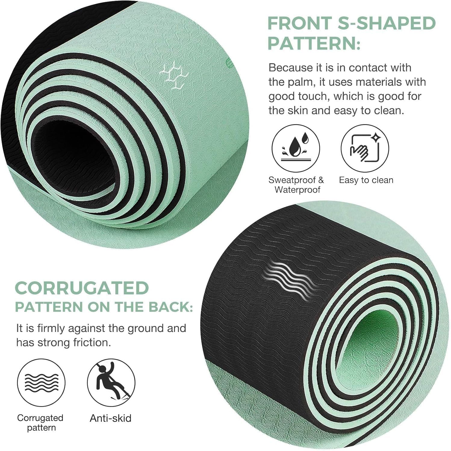 Gruper Yoga Mat Non Slip TPE Extra Wide Yoga Mat with Alignment Mark, 72"L x 32"W x 0.32"/0.24"Th (183cm x 80cm x 8mm/6mm), Anti-Tear Exercise Mat with Carrying Strap and Bag, Workout Mats for Yoga, Pilates