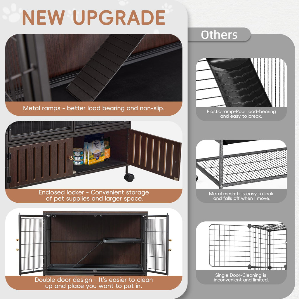Fragess Metal Large Guinea Pig Cages 5 Levels, 60" H Rolling Ferret Cage with Removable Ramps & Double Door, Cages with Locker, Squirrel Cage Christmas Decoration Pet Crate Furniture